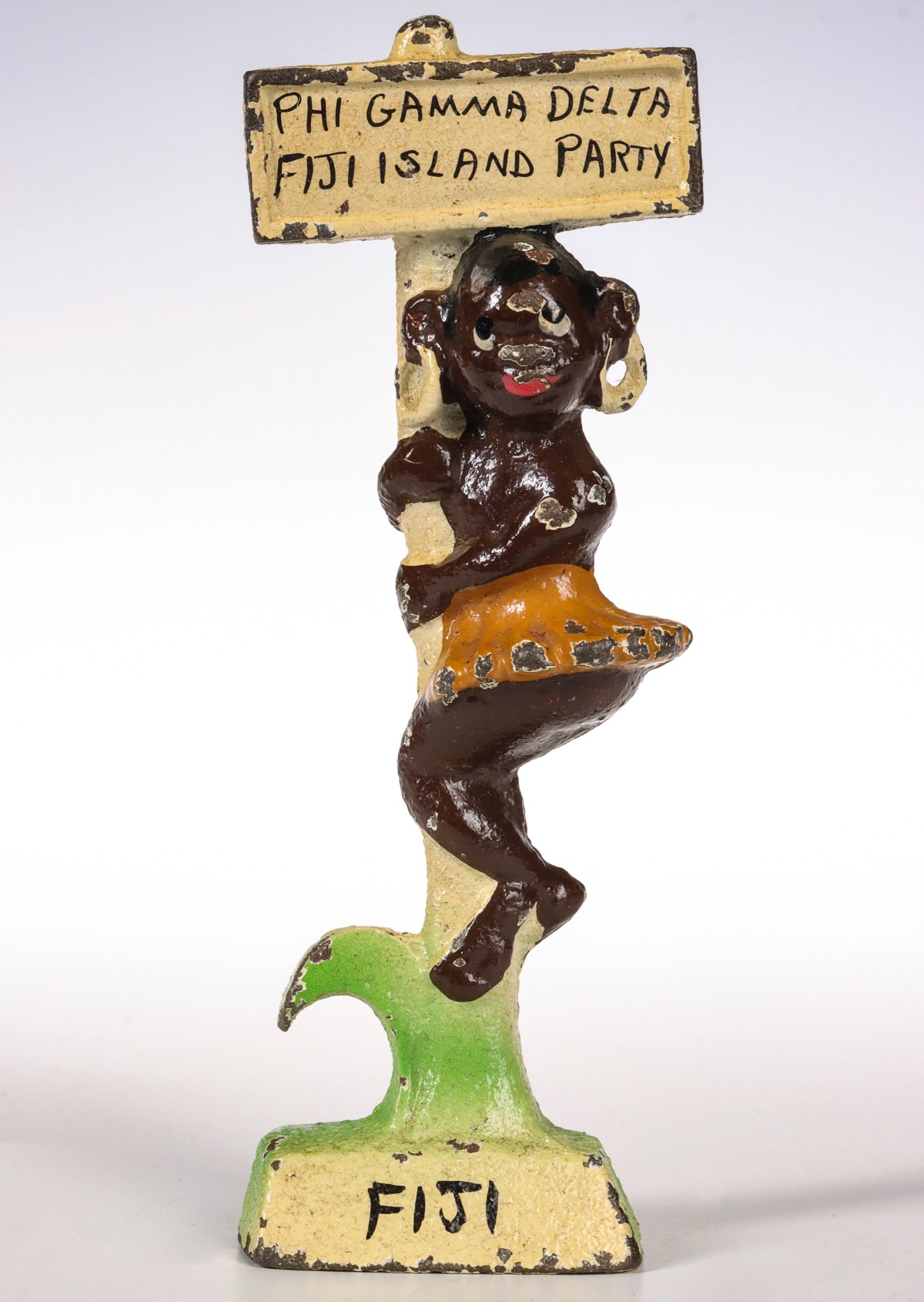 GRASS SKIRT GREEK VINTAGE FIGURAL IRON BOTTLE OPENER