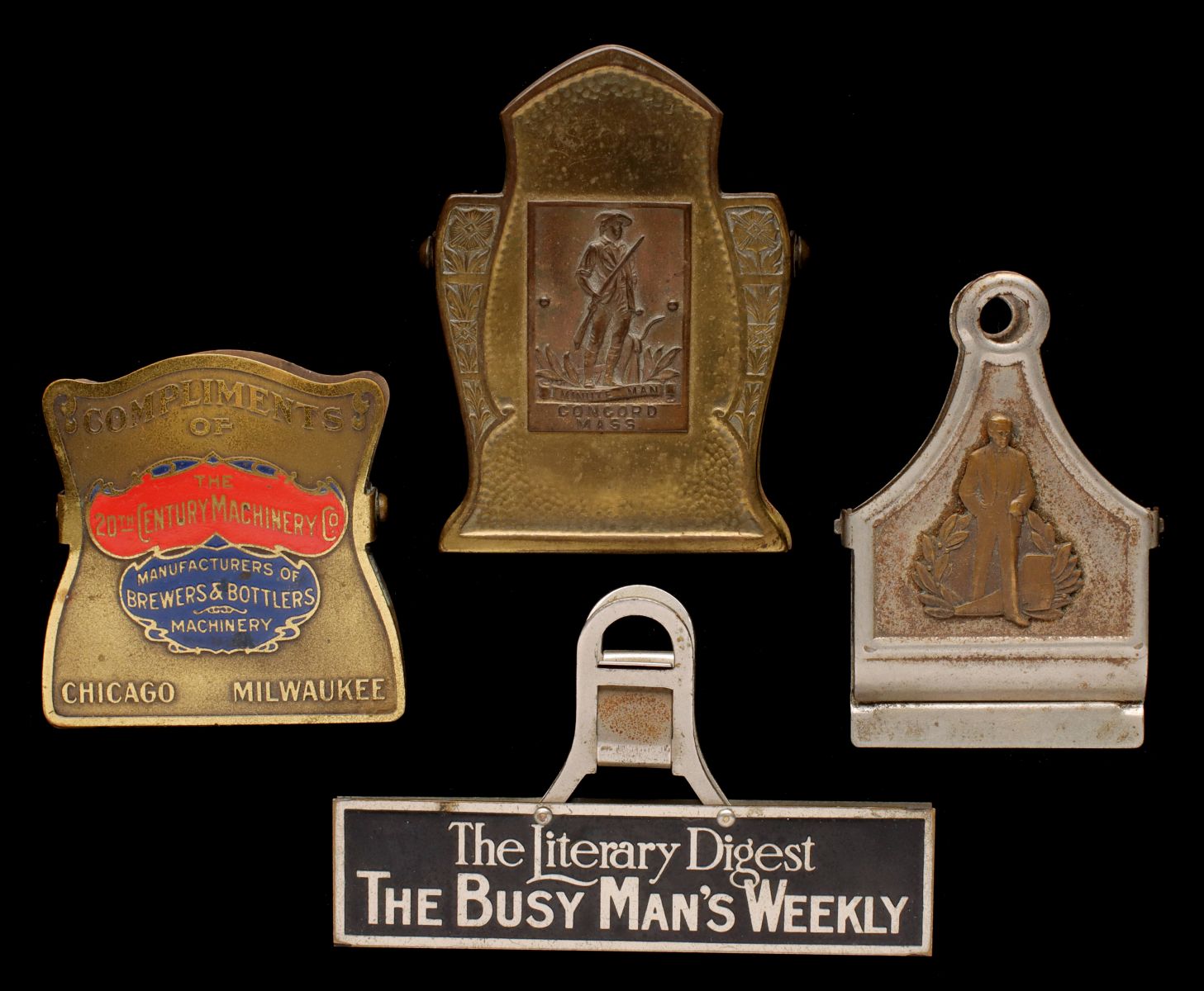 FOUR BRASS AND OTHER 1920s ADVERTISING BILL CLIPS