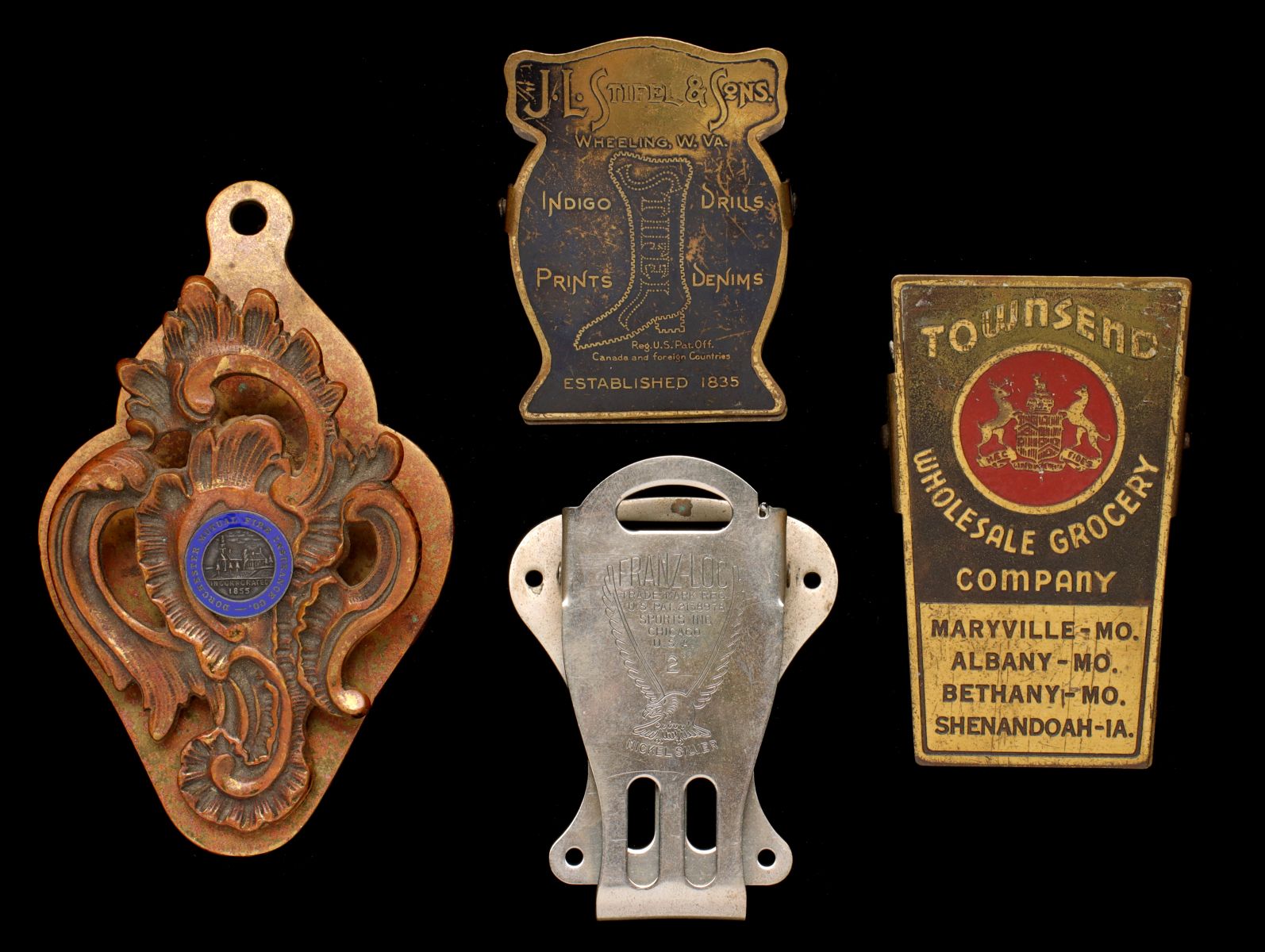 FOUR BRASS AND OTHER 1920s ADVERTISING BILL CLIPS