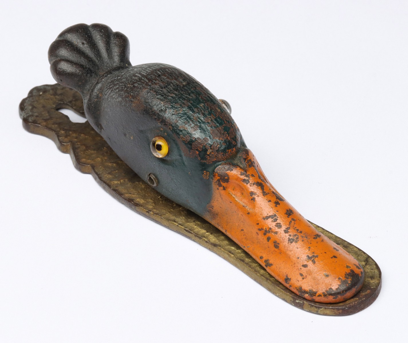 A CIRCA 1920s CAST IRON DUCK FIGURAL LETTER CLIP