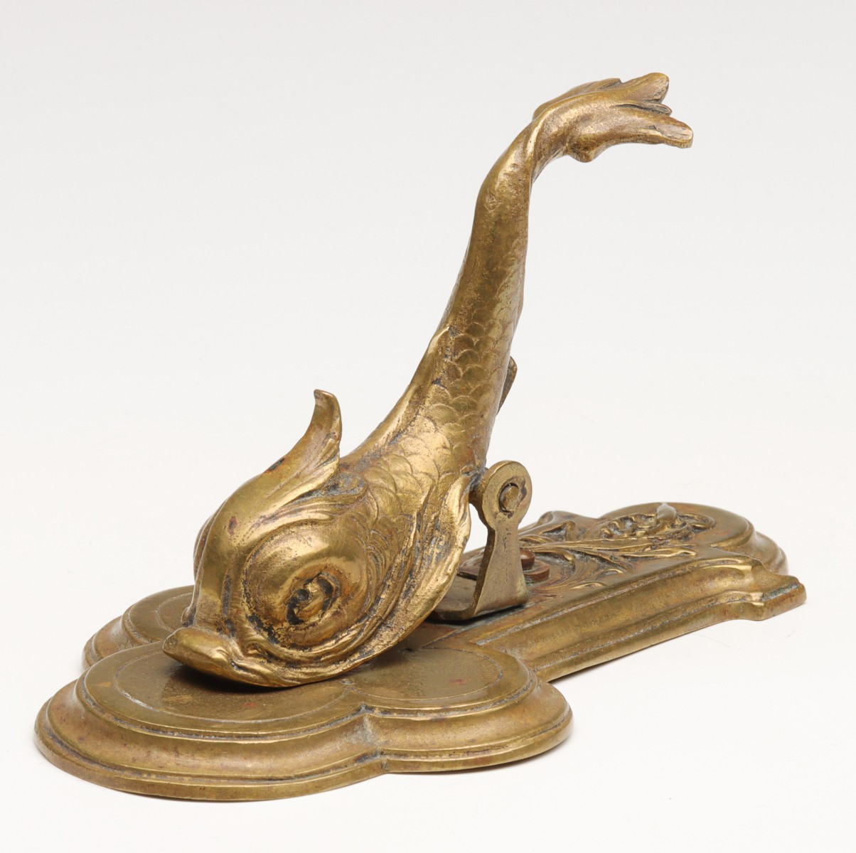 A 19TH C. FRENCH FIGURAL BRASS DOLPHIN LETTER CLIP