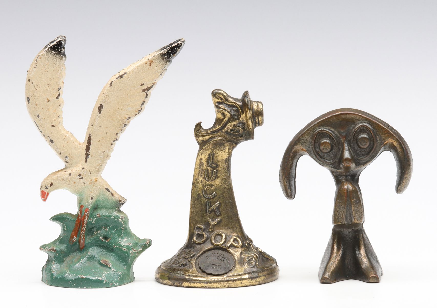 RARE SEAGULL FIGURAL IRON BOTTLE OPENER, AND OTHERS