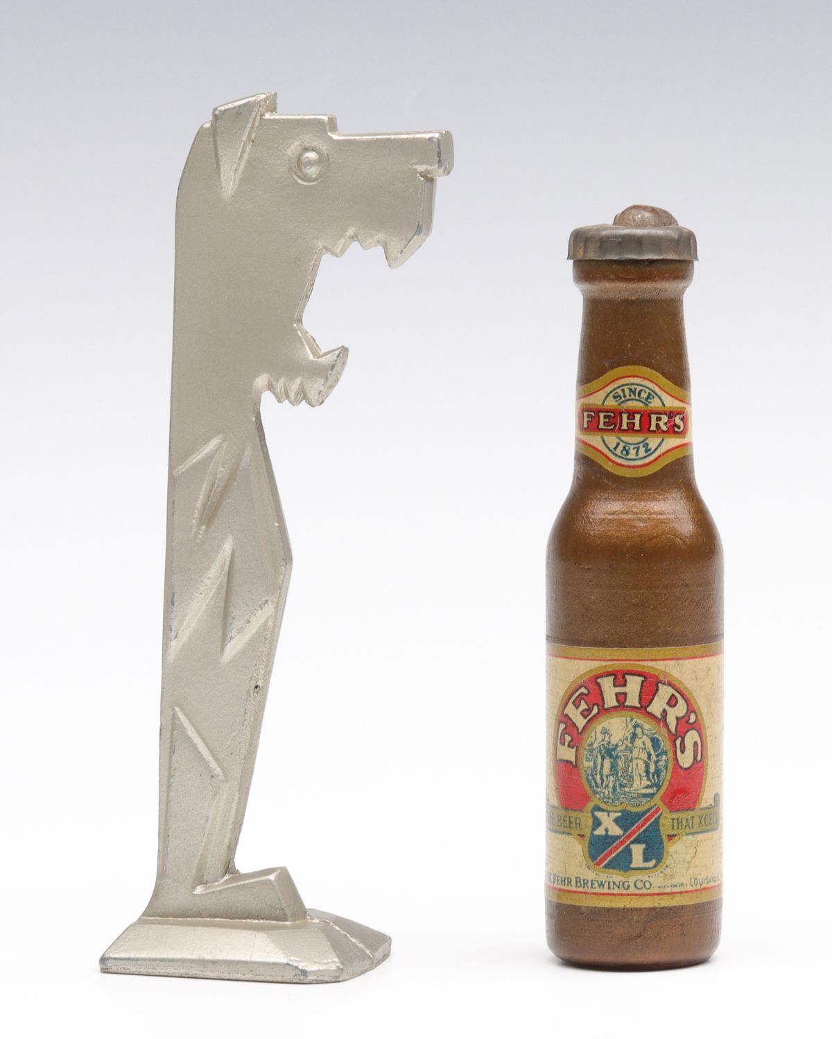 FEHR'S BREWING AND ART DECO DOG BOTTLE OPENERS