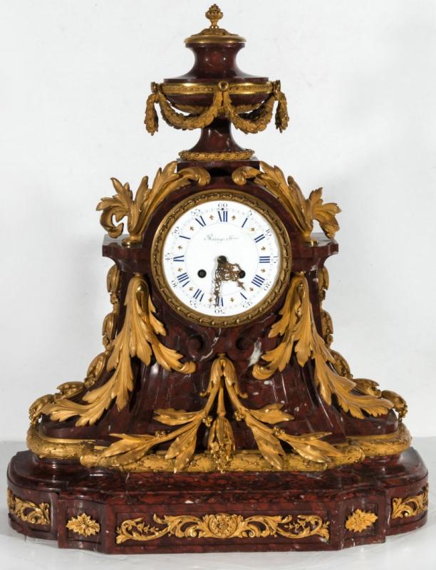 A 19THC. FRENCH LOUIS XV MARBLE CLOCK WITH BRONZE