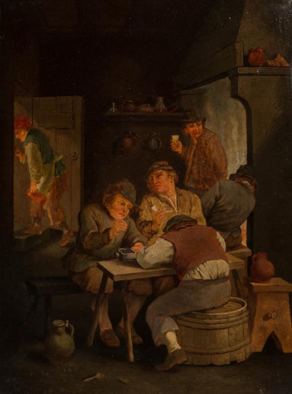 A 19TH C. BRITISH SCHOOL OIL ON ACADEMY BOARD