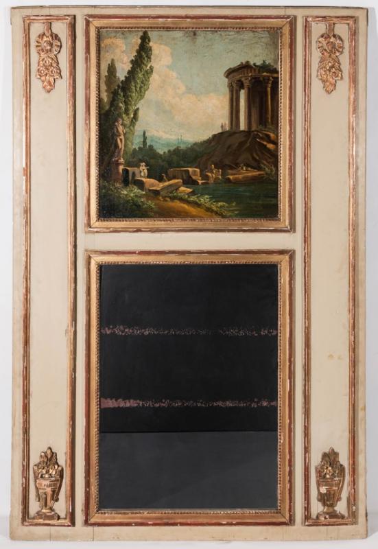 AN EARLY 19TH CENTURY FRENCH TRUMEAU MIRROR 