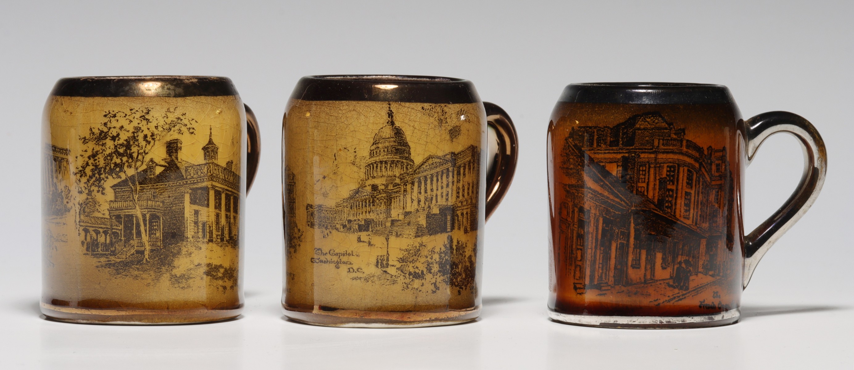 THREE CIRCA 1900 STRIKER MUGS