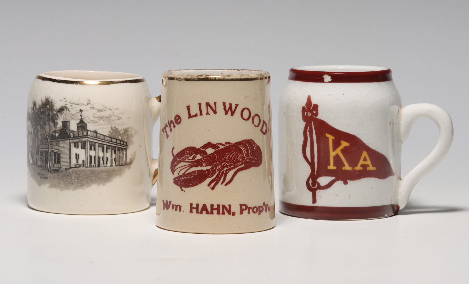 THREE CIRCA 1900 STRIKER MUGS