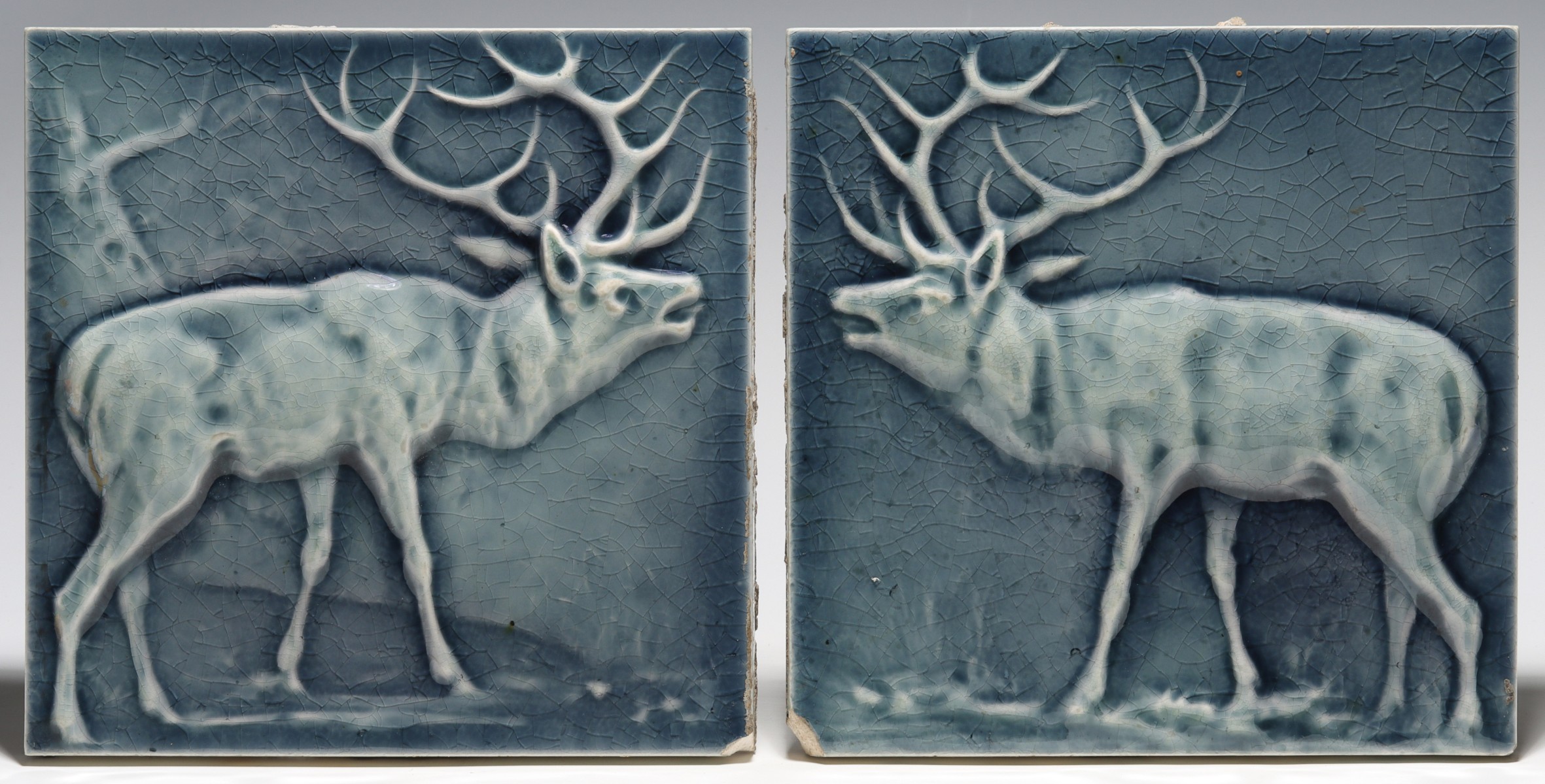 TWO VICTORIAN HIGH GLAZE POTTERY TILES