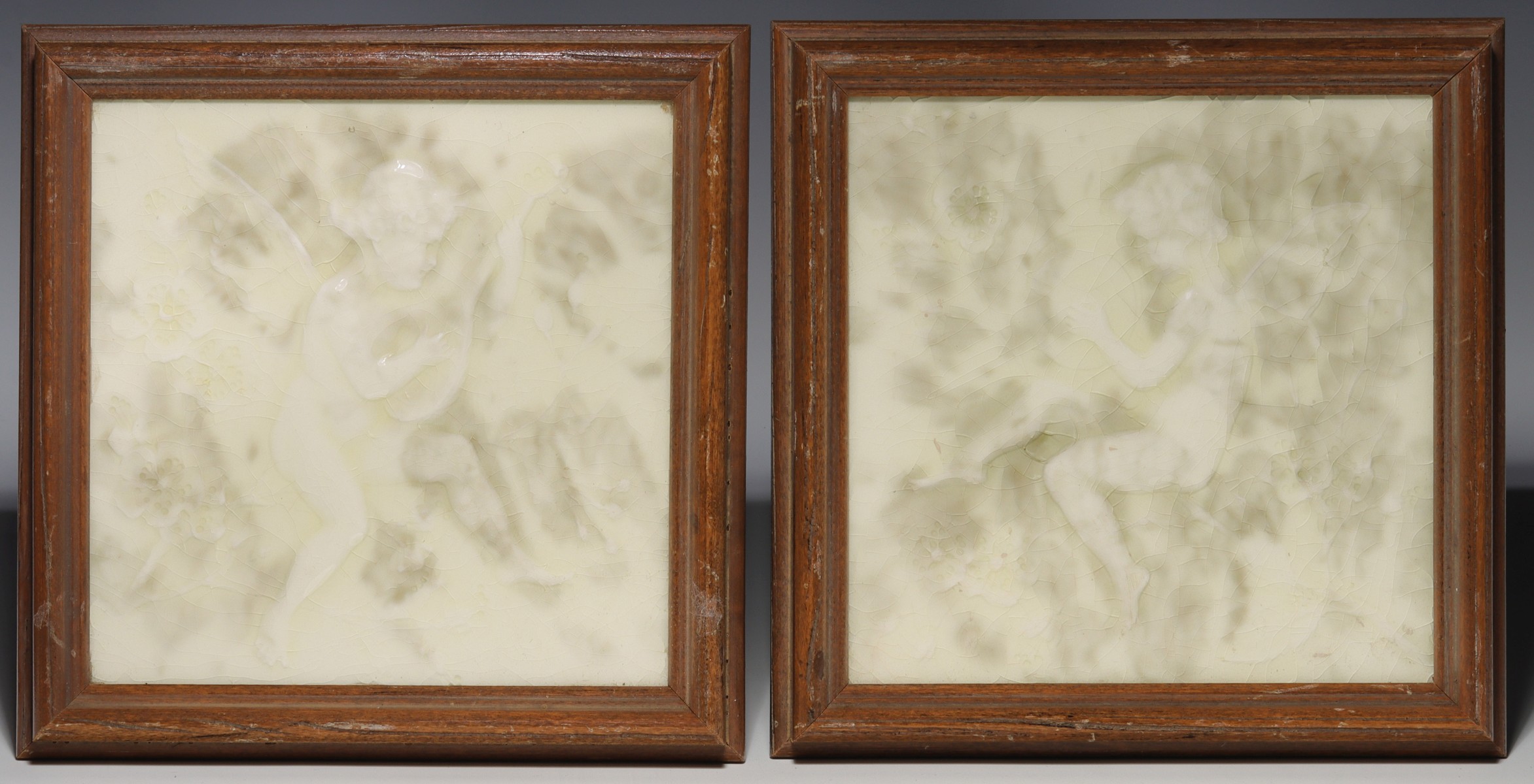 VICTORIAN HIGH GLAZE TILES SIGNED AMERICAN ENCAUSTIC