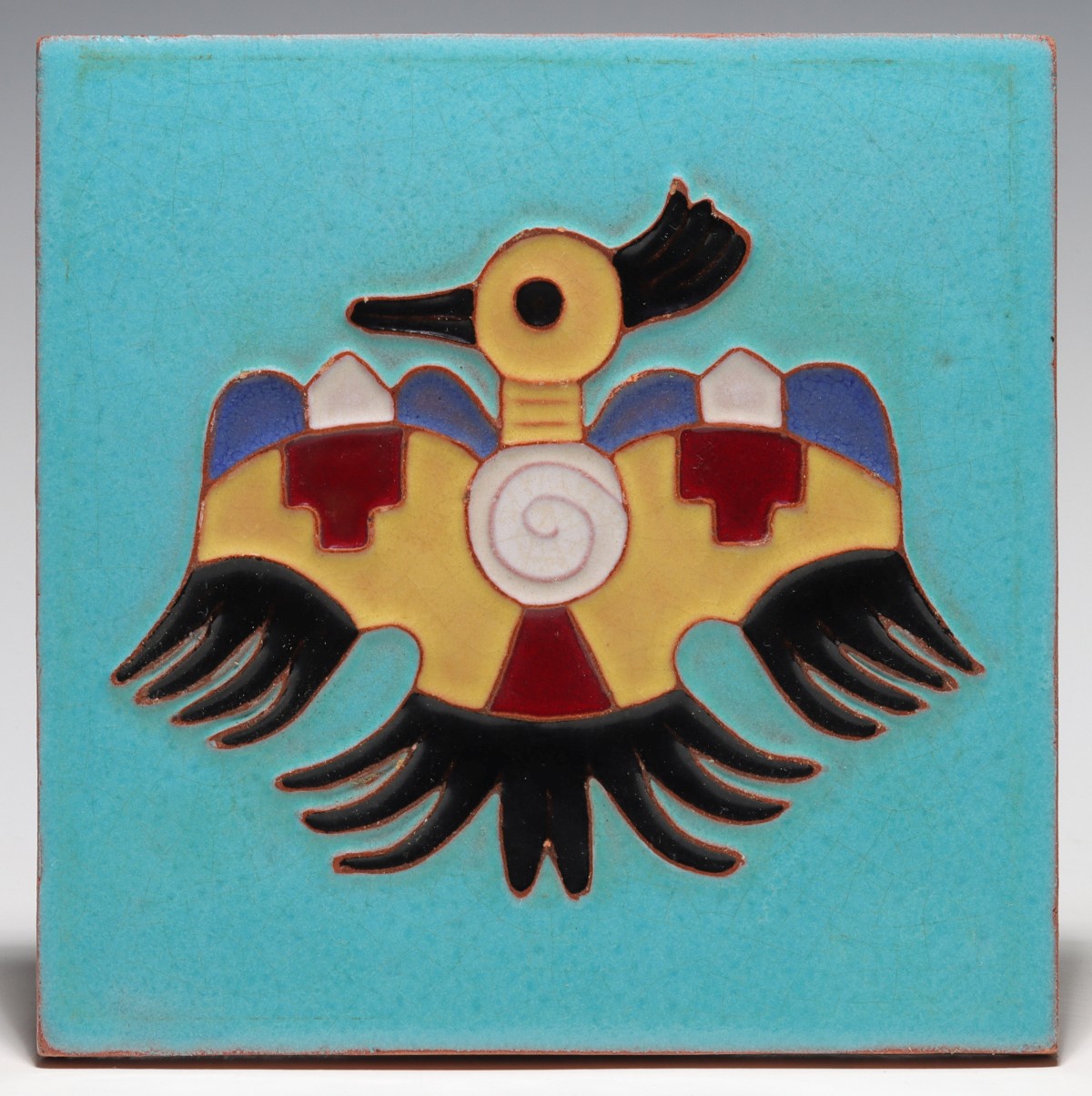 MID 20TH C. NATIVE AMERICAN THEME POTTERY TILE