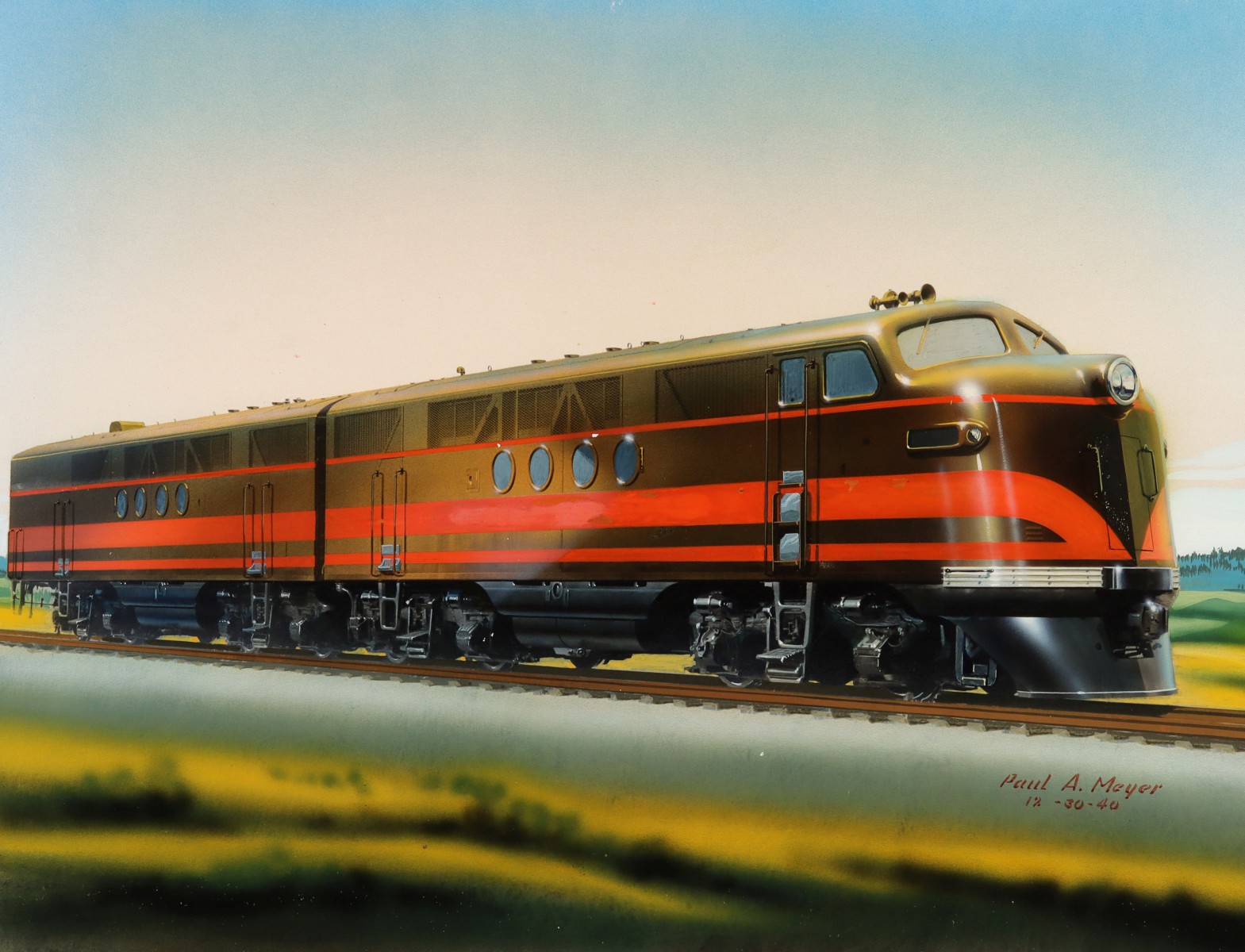 PAUL MEYER PAINTING: GENERAL MOTORS F7 LOCOMOTIVE