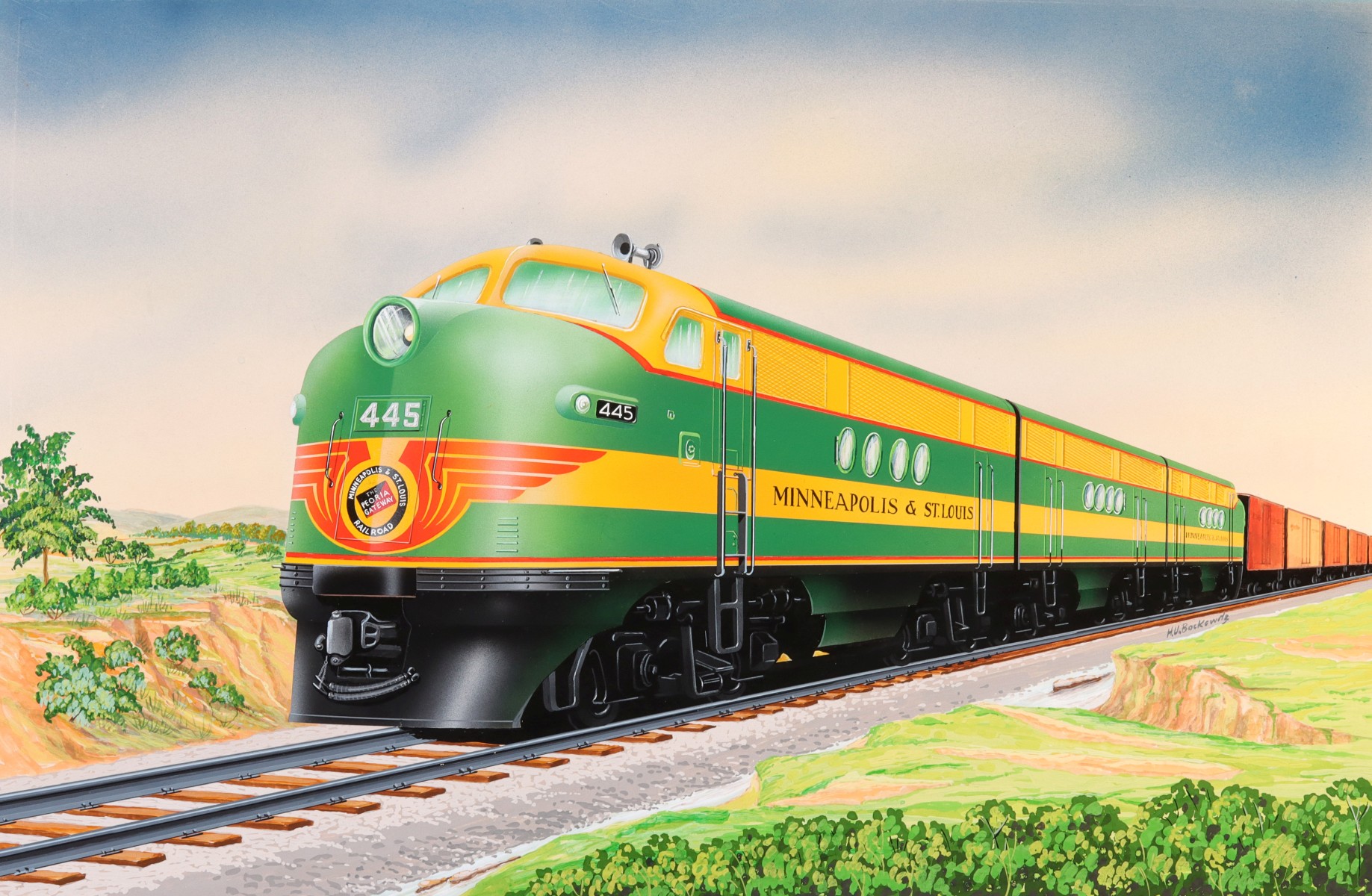 HARRY BOCKEWITZ PAINTING OF M&StL ORIGINAL COLOR SCHEME