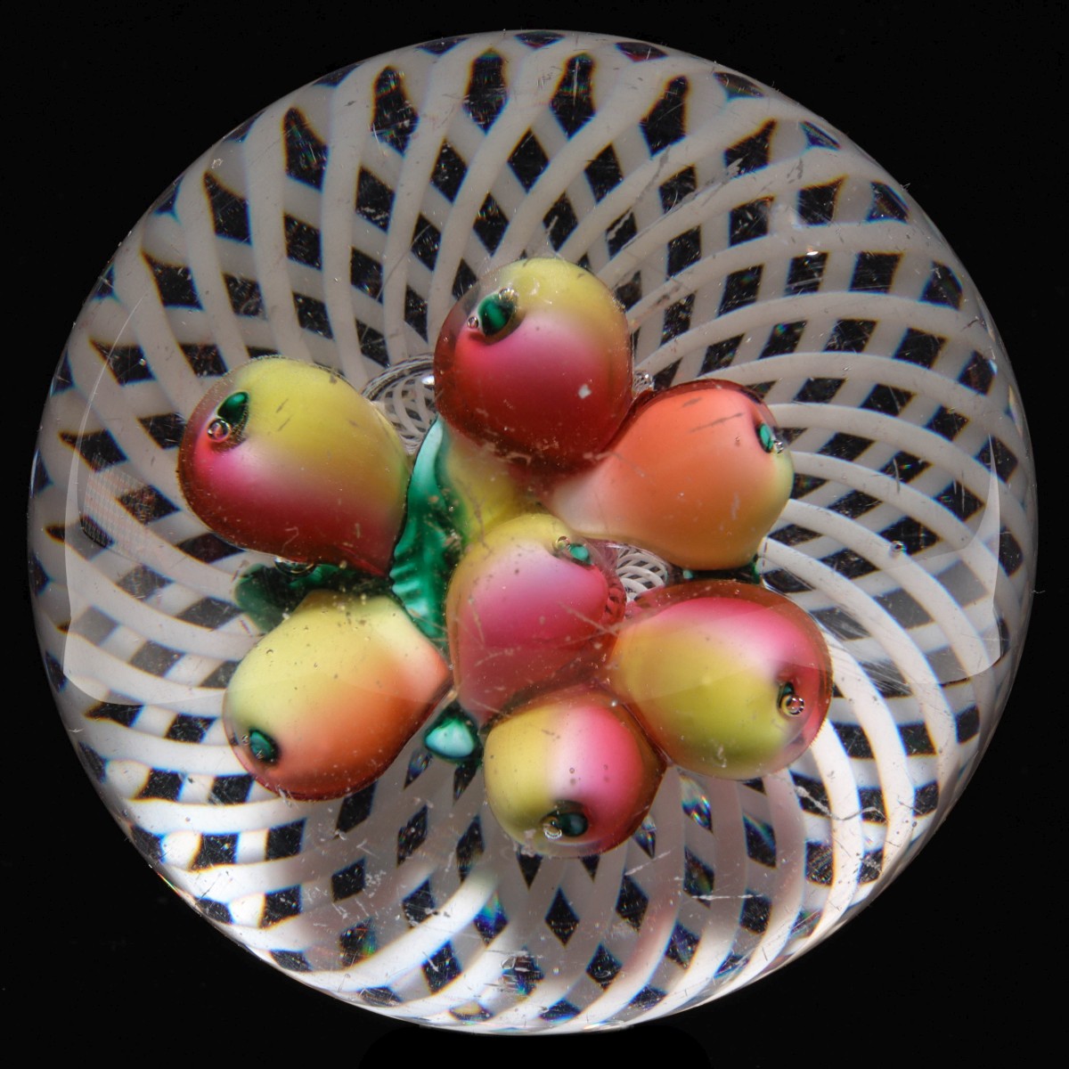 NEW ENGLAND GLASS COMPANY 7+ PEAR BOUQUET IN BASKET