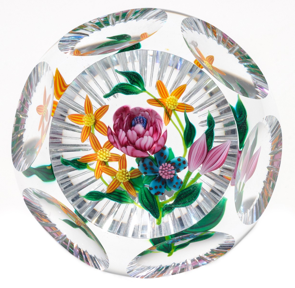 KEN ROSENFELD MULTI-FACETED LAMPWORKED BOUQUET IN CLEAR