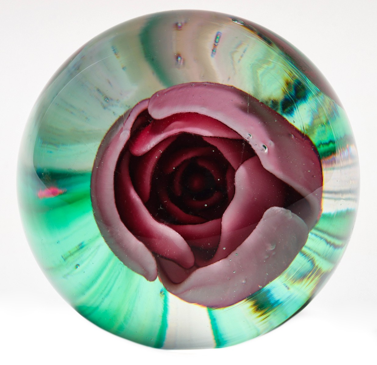 JOE ST. CLAIR PINK CRIMP ROSE PAPERWEIGHT