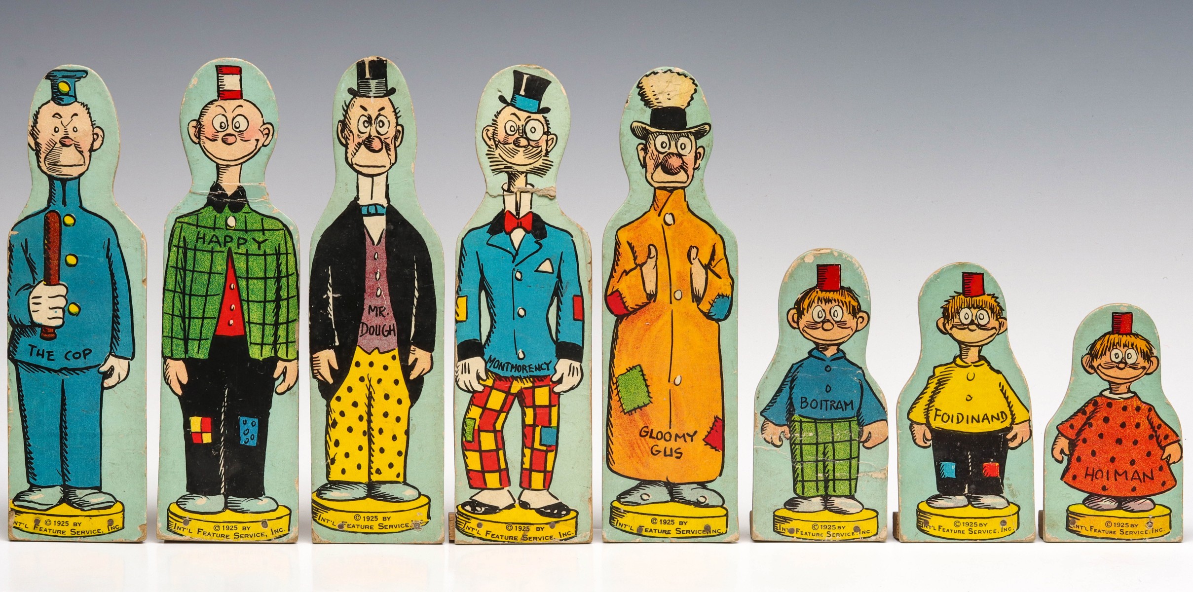 HAPPY HOOLIGAN KNOCKDOWN GAME PIECES CIRCA 1925