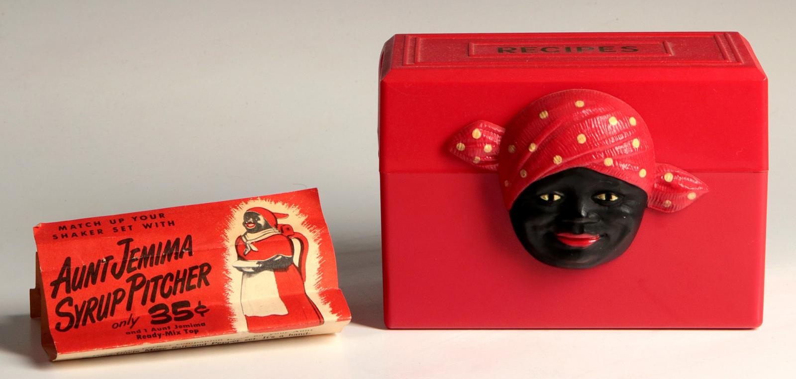 AN AUNT JEMIMA THEME RED PLASTIC RECIPE BOX 