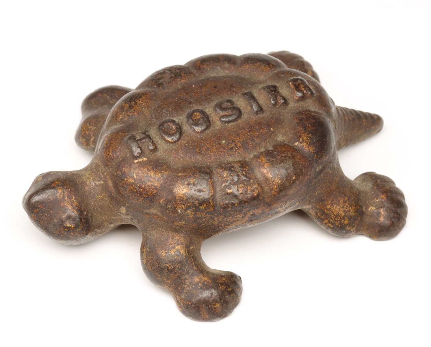 CAST IRON TURTLE PAPERWEIGHT LETTERED ''HOOSIER''