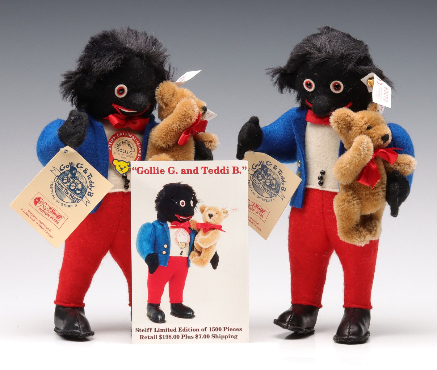 STEIFF GOLLIE G AND TEDDI B LIMITED EDITION DOLLS