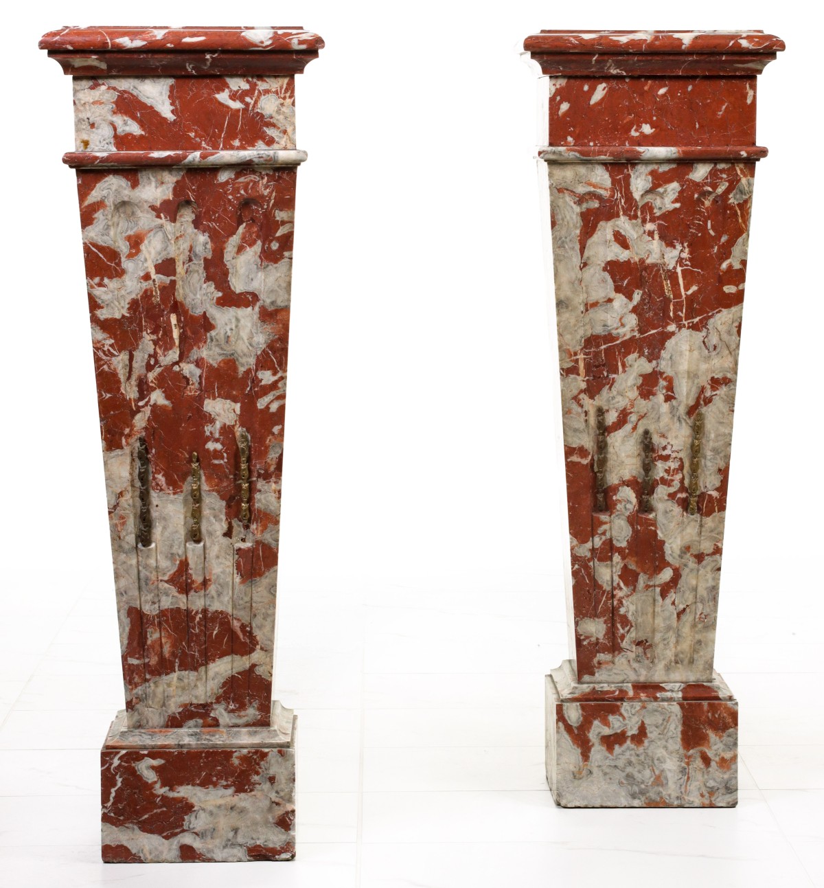 A FINE PAIR OF 19TH C. ROUGE DE FRANCE MARBLE COLUMNS