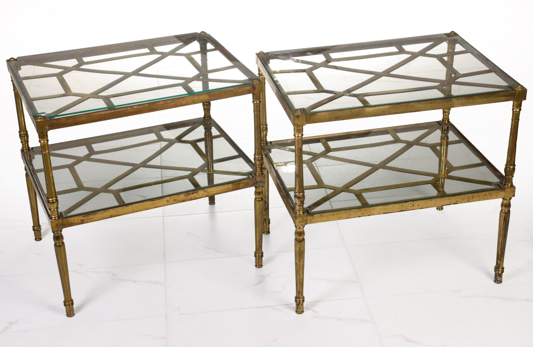 A PAIR ITALIAN MODERN BRASS OCCASIONAL TABLES