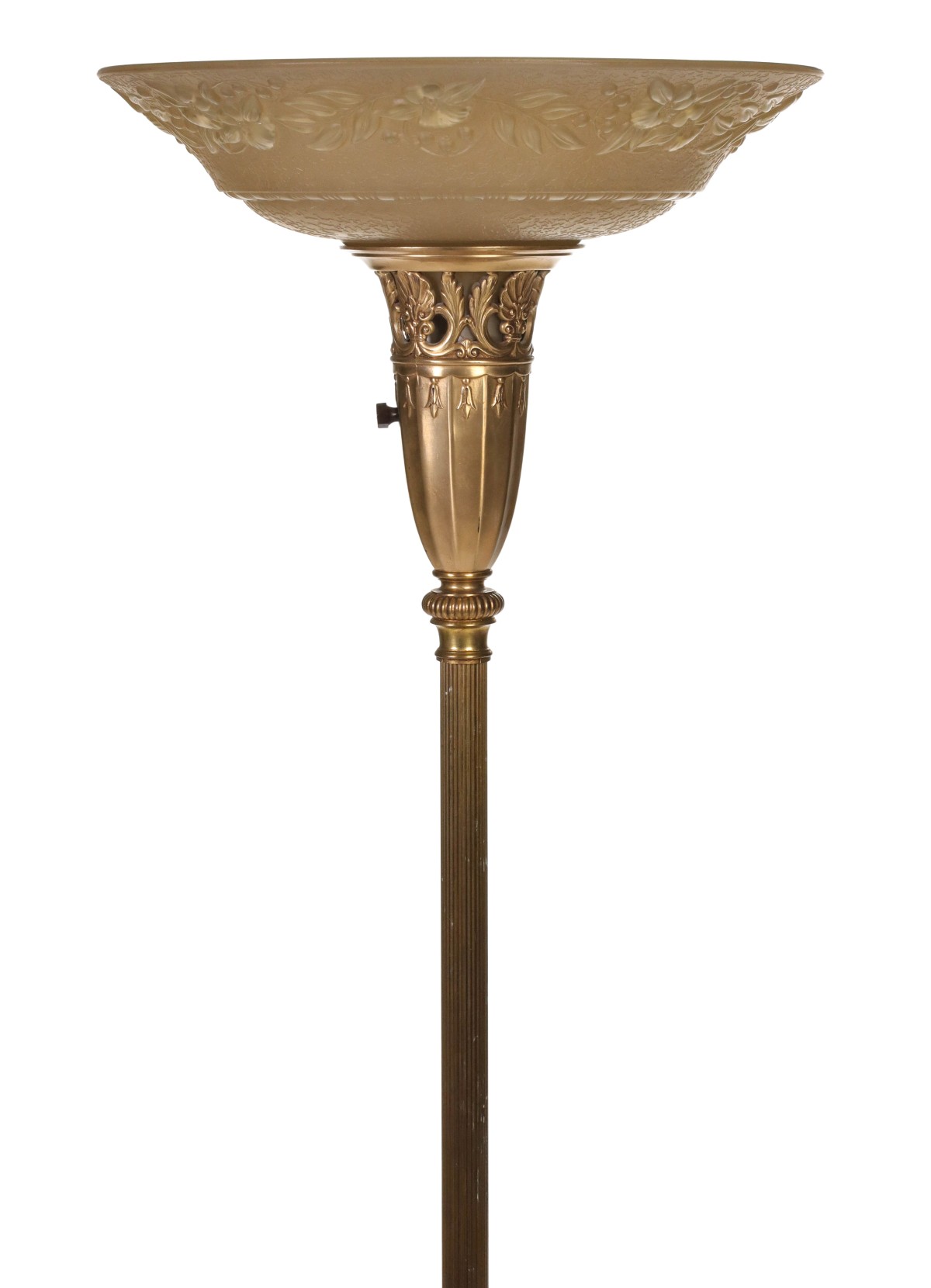 A 1930s TORCHIERE FLOOR LAMP WITH ONYX BASE