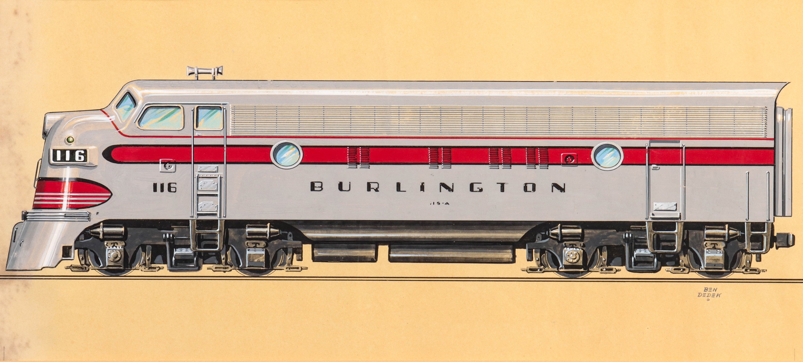 A BURLINGTON ROUTE F3 LOCOMOTIVE PAINTED BY BEN DEDEK