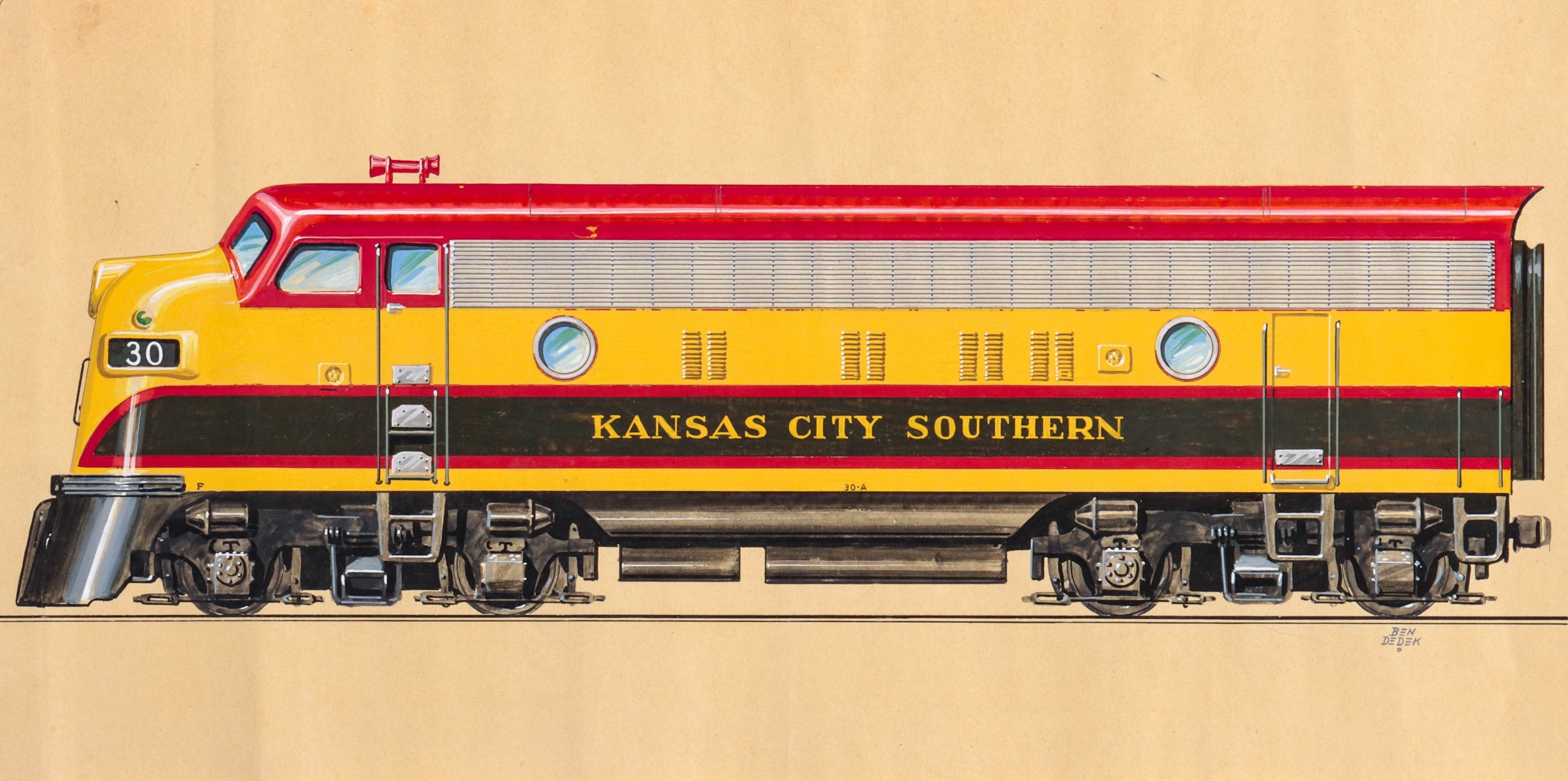 KANSAS CITY SOUTHERN F3 LOCOMOTIVE PAINTED BY BEN DEDEK