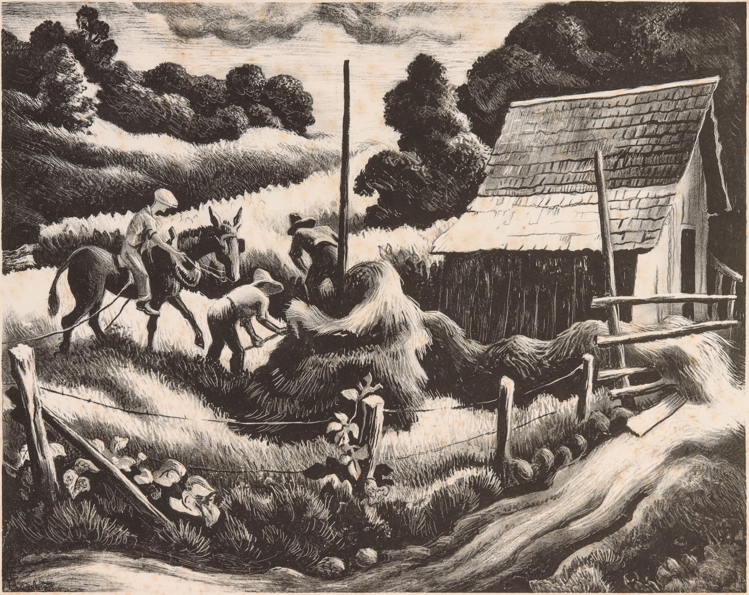 THOMAS HART BENTON (1889-1975) PENCIL SIGNED LITHOGRAPH