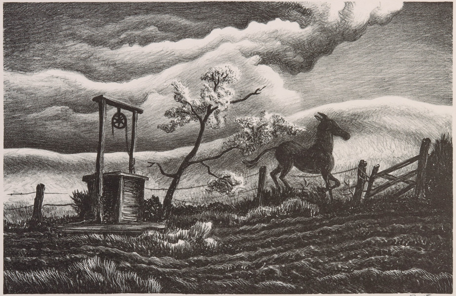 THOMAS HART BENTON (1889-1975) PENCIL SIGNED LITHO