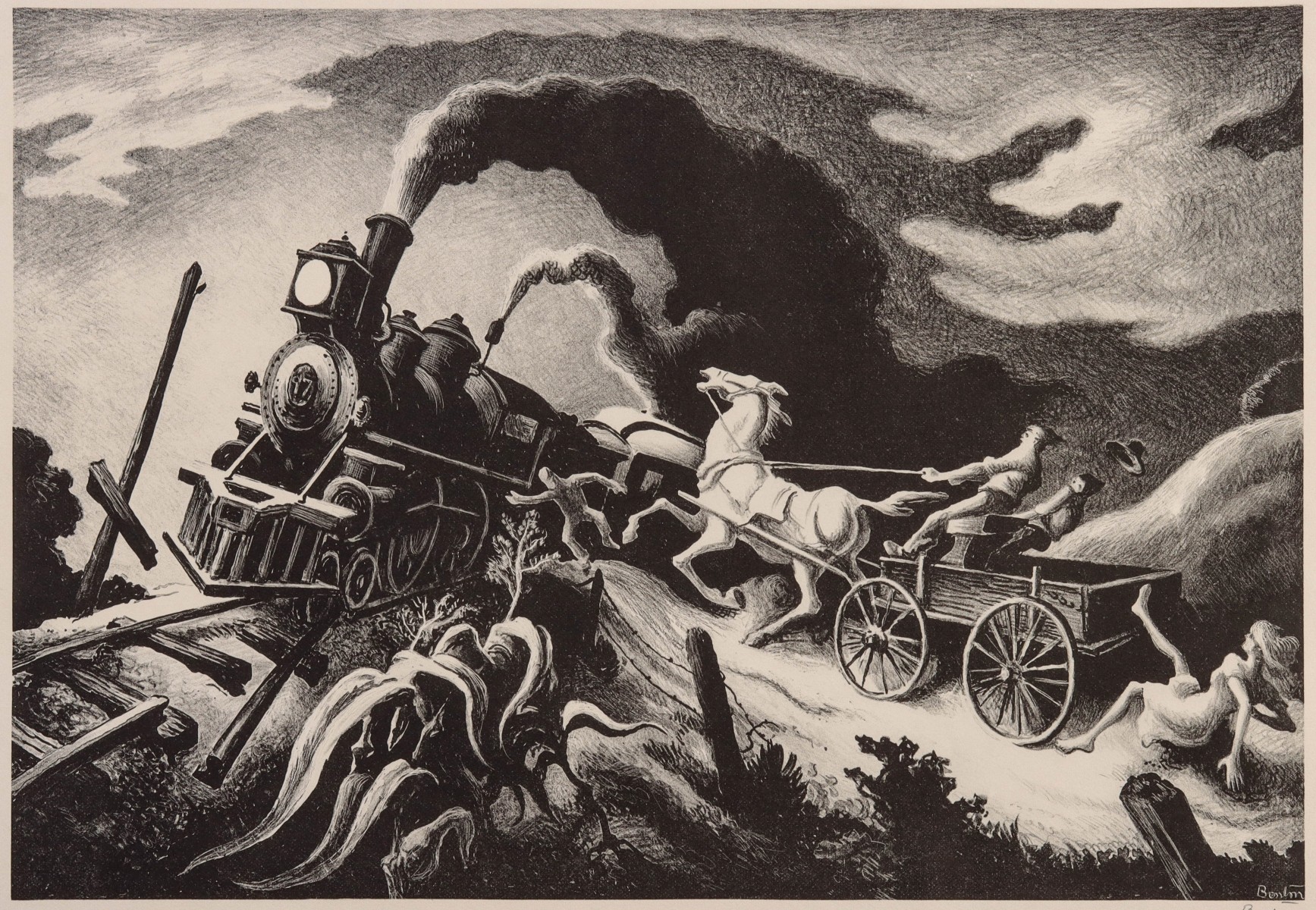 THOMAS HART BENTON (1889-1975) PENCIL SIGNED LITHOGRAPH