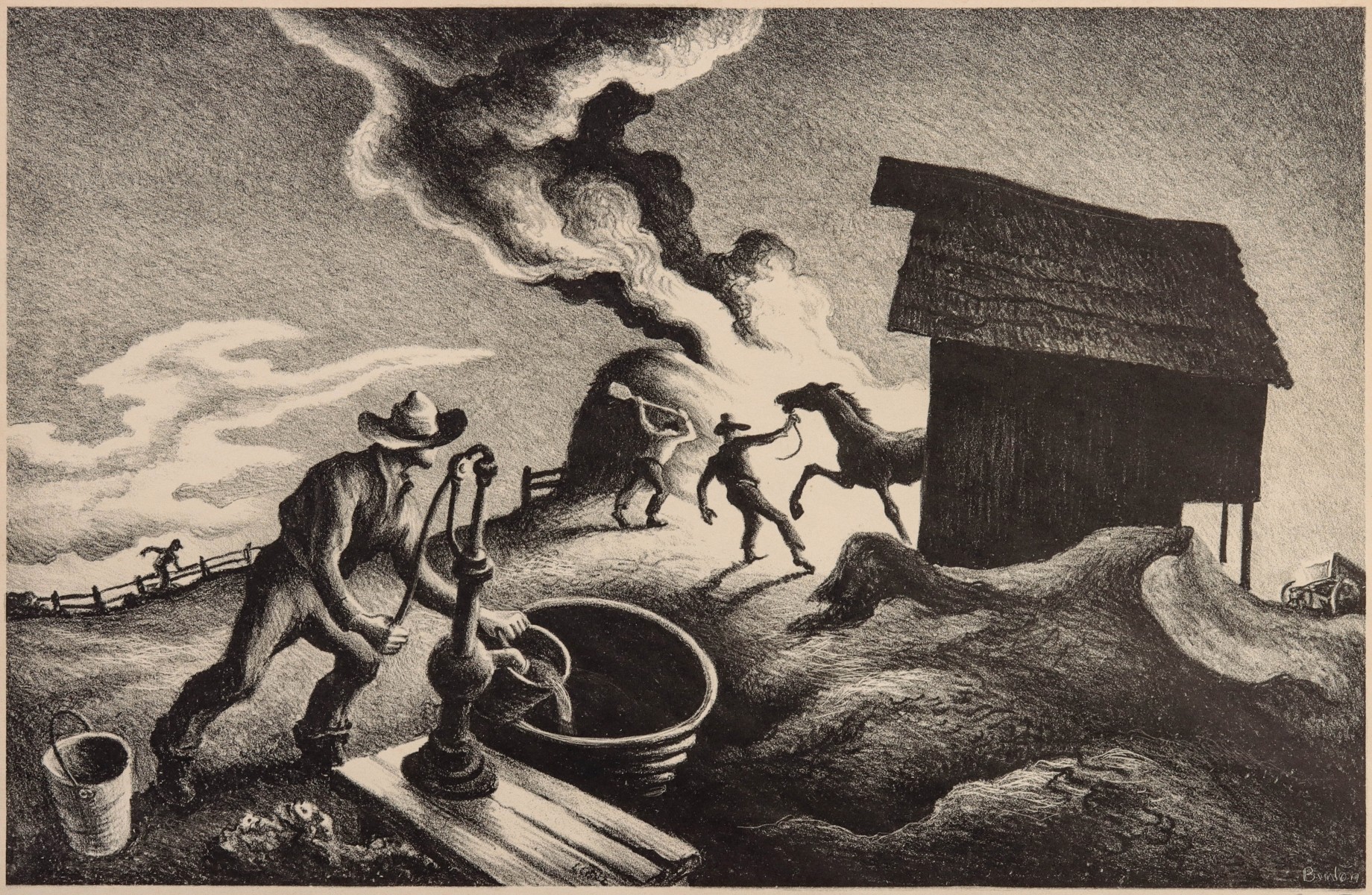 THOMAS HART BENTON (1889-1975) PENCIL SIGNED LITHOGRAPH