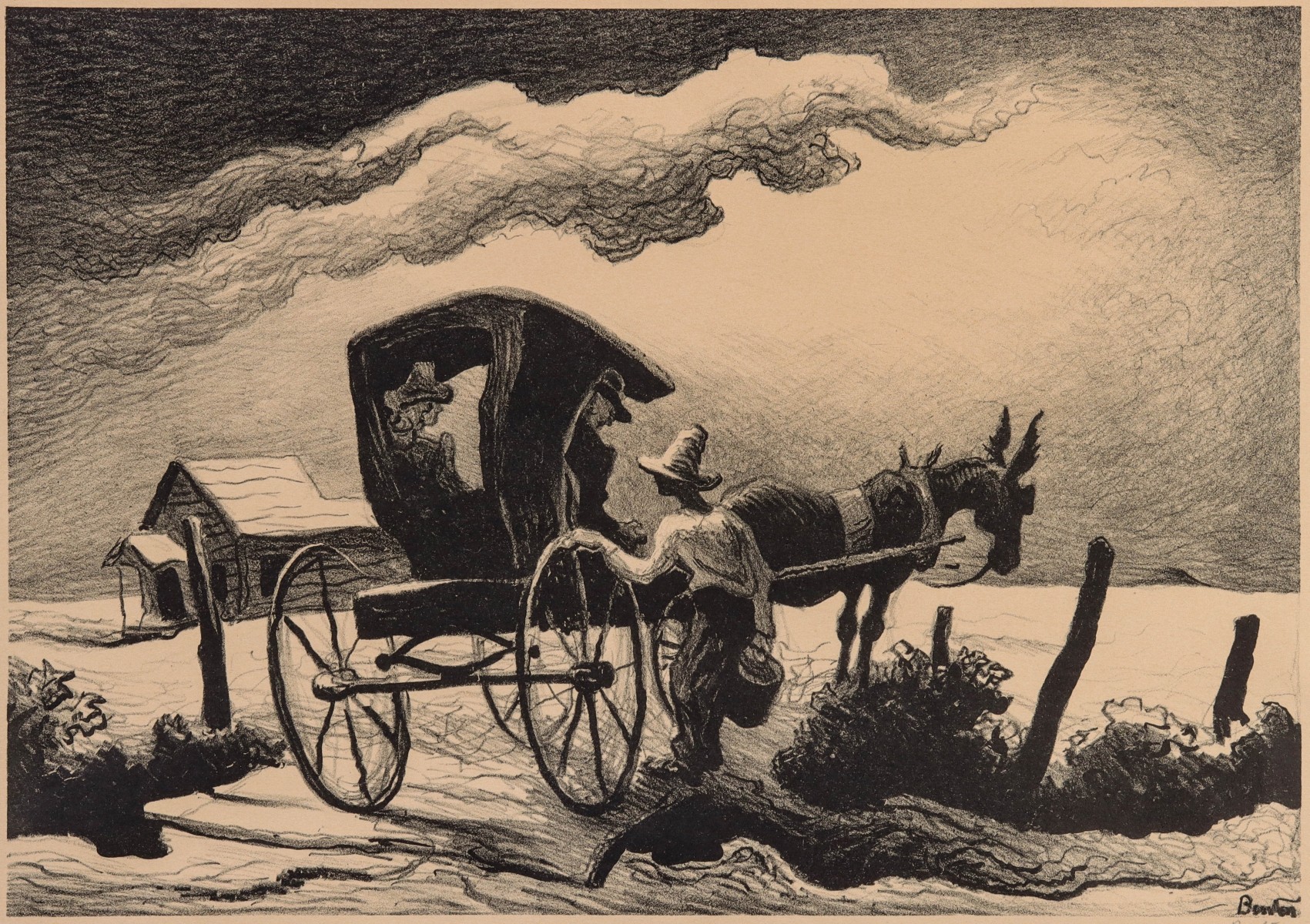 THOMAS HART BENTON (1889-1975) PENCIL SIGNED LITHOGRAPH