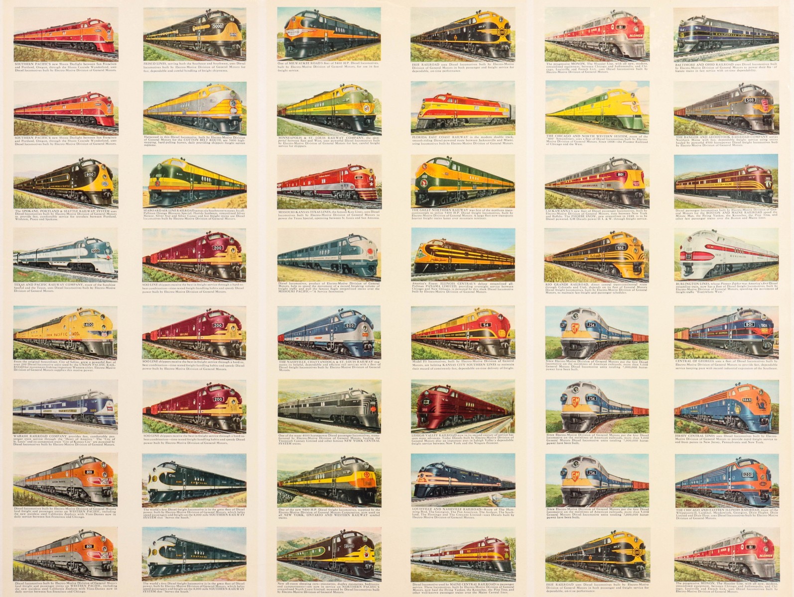 UNCUT SHEET OF 48 GM STREAMLINER BUILDER'S CARDS