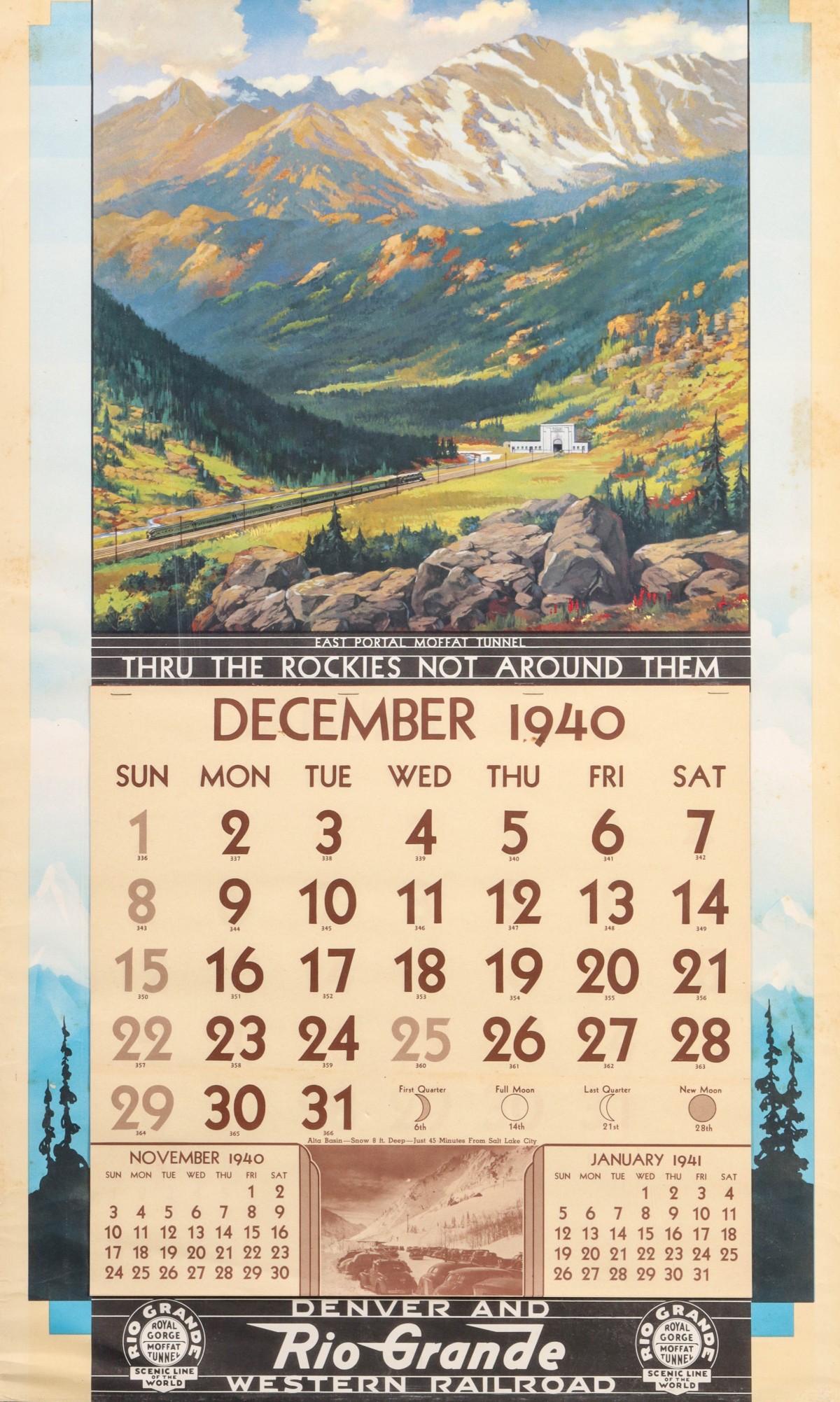 A DENVER RIO GRANDE CALENDAR FOR 1941 W / FULL PAD