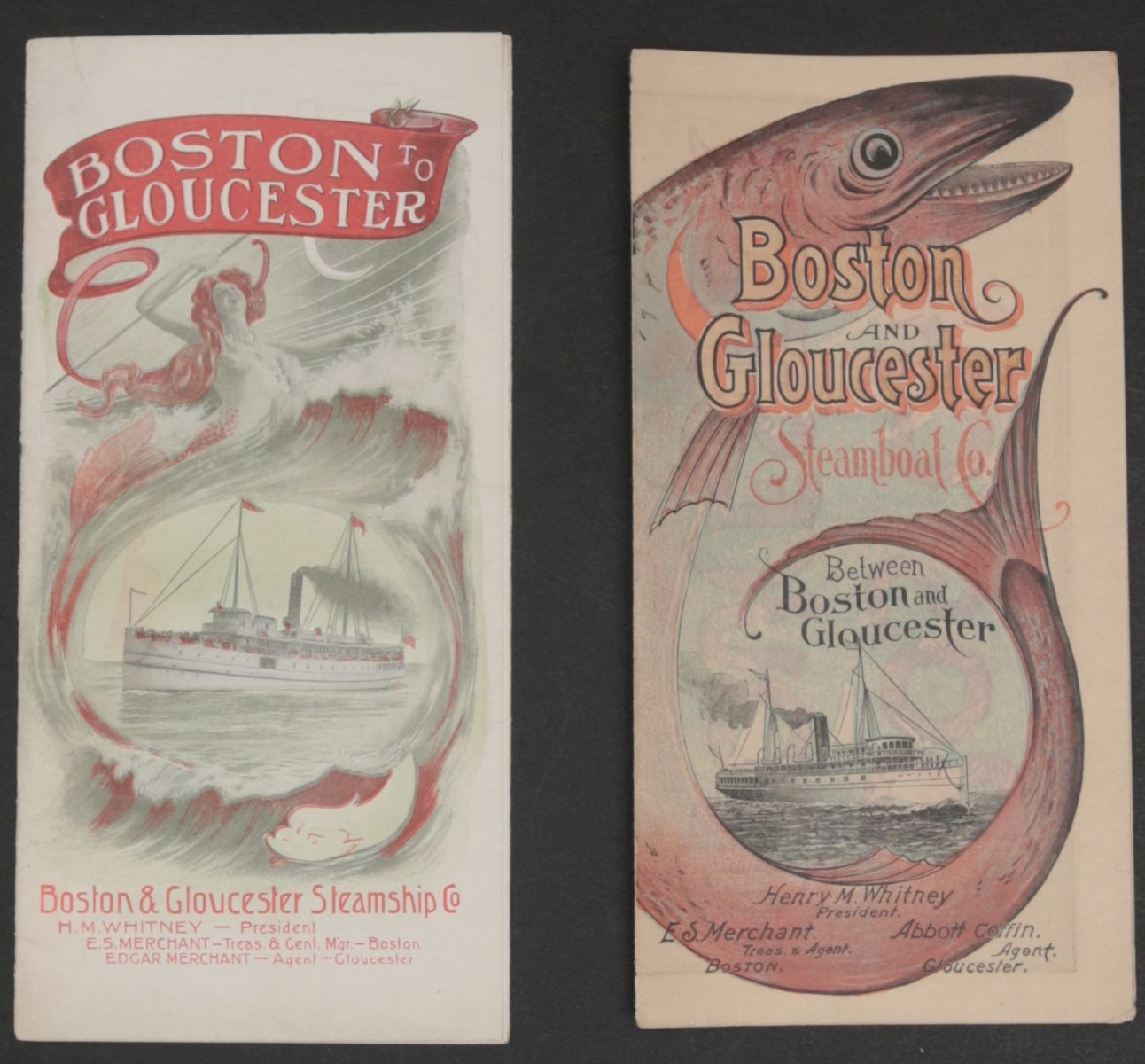 13 PIECES BOSTON & GLOUCESTER STEAMSHIP EPHEMERA