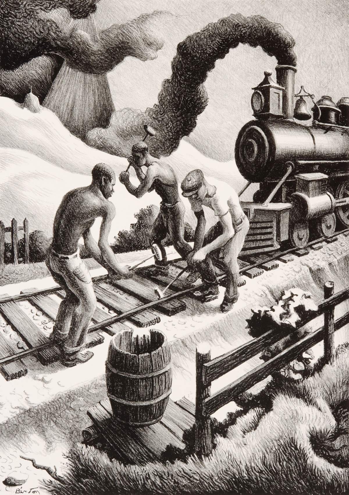 THOMAS HART BENTON (1889-1975) PENCIL SIGNED LITHOGRAPH