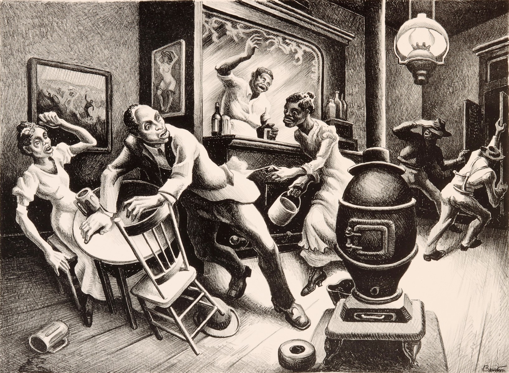 THOMAS HART BENTON (1889-1975) PENCIL SIGNED LITHOGRAPH