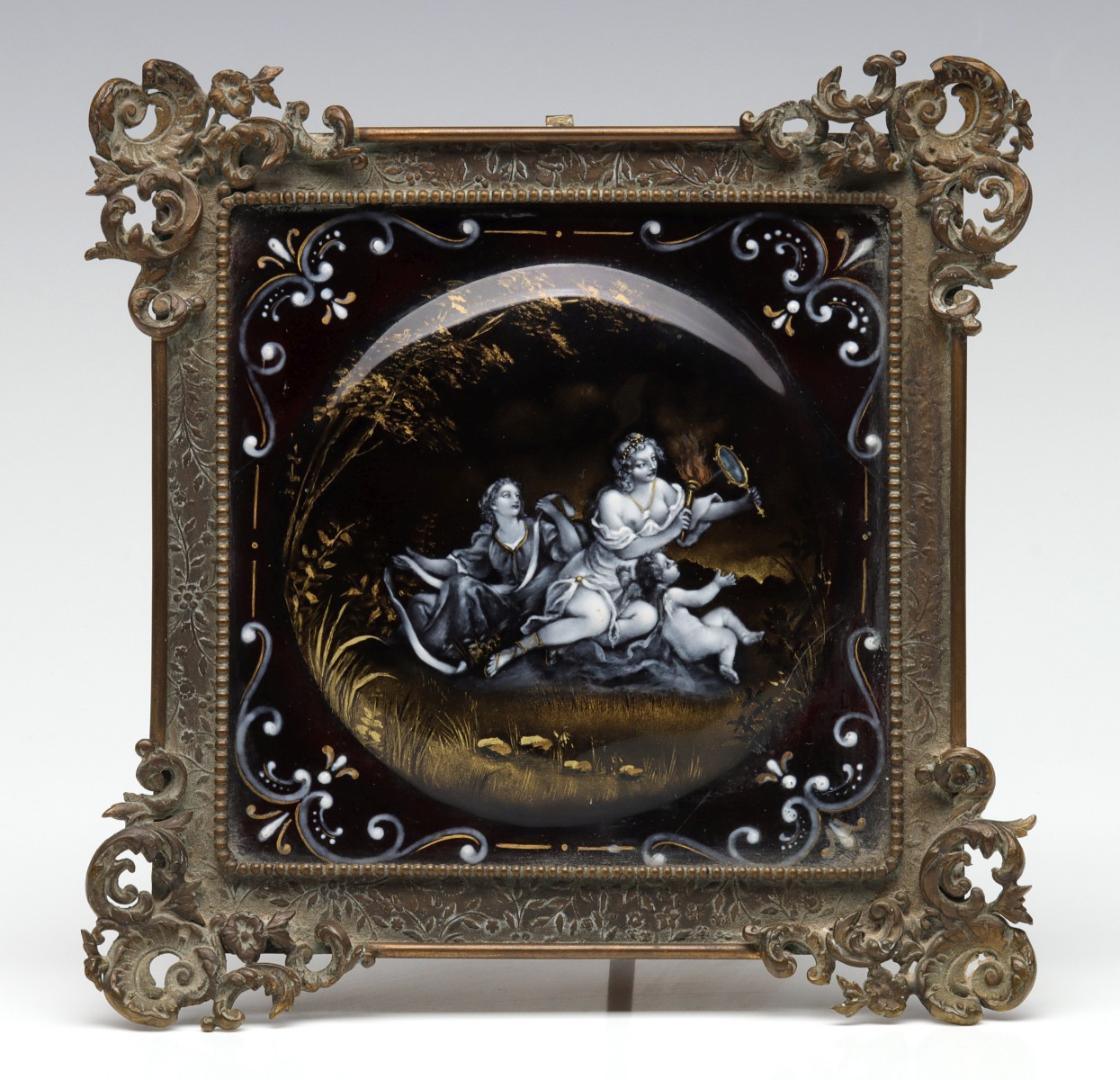 AN EN GRISAILLE FRENCH ENAMEL PLAQUE CIRCA 1890