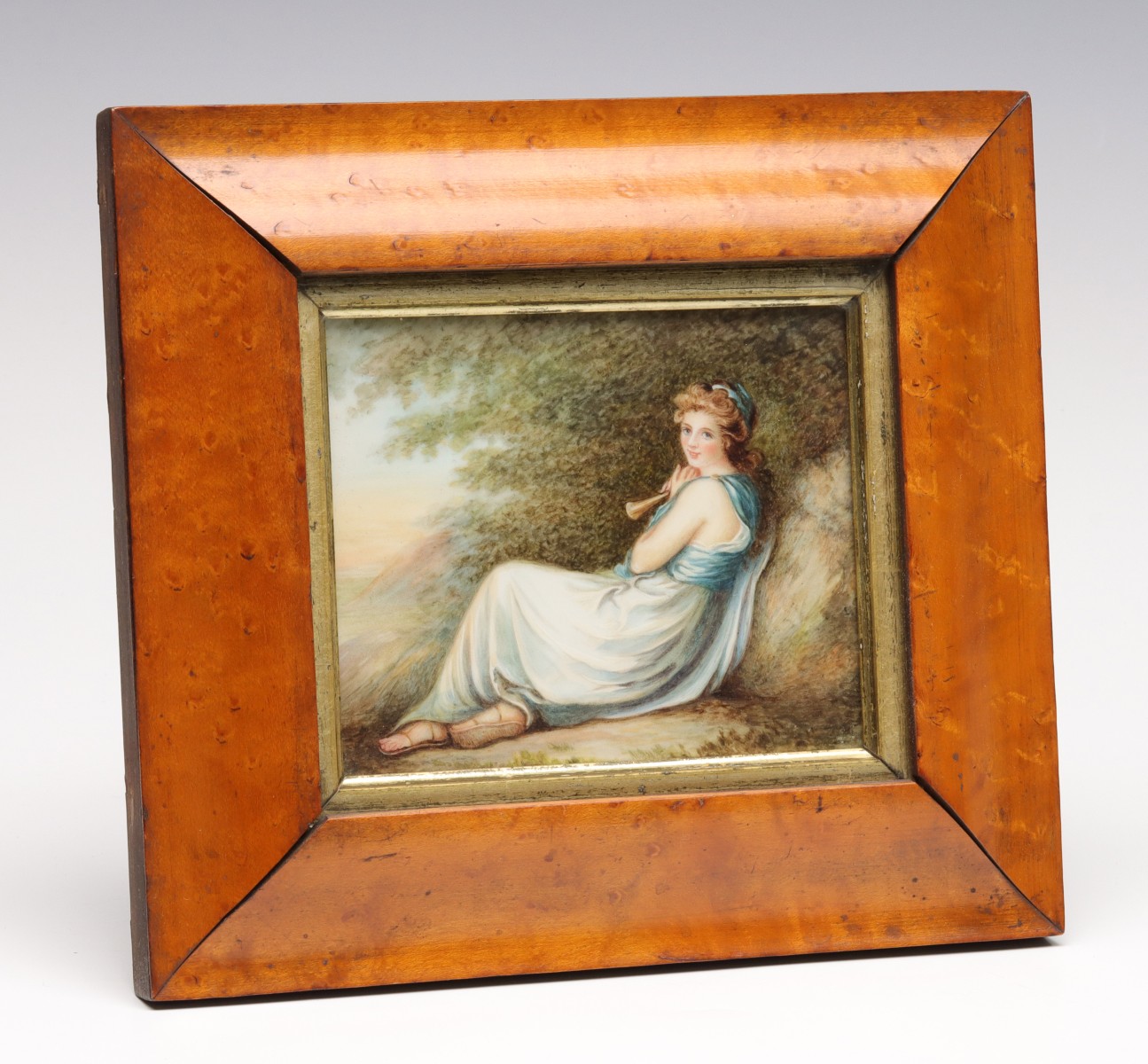 A 19C. CONTINENTAL SCHOOL MINIATURE IN BIRDSEYE FRAME