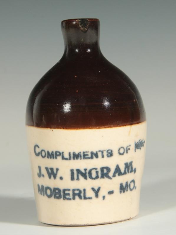 RARE 'J.W. INGRAM' MOBERLY MISSOURI MINI ADVT JUG 