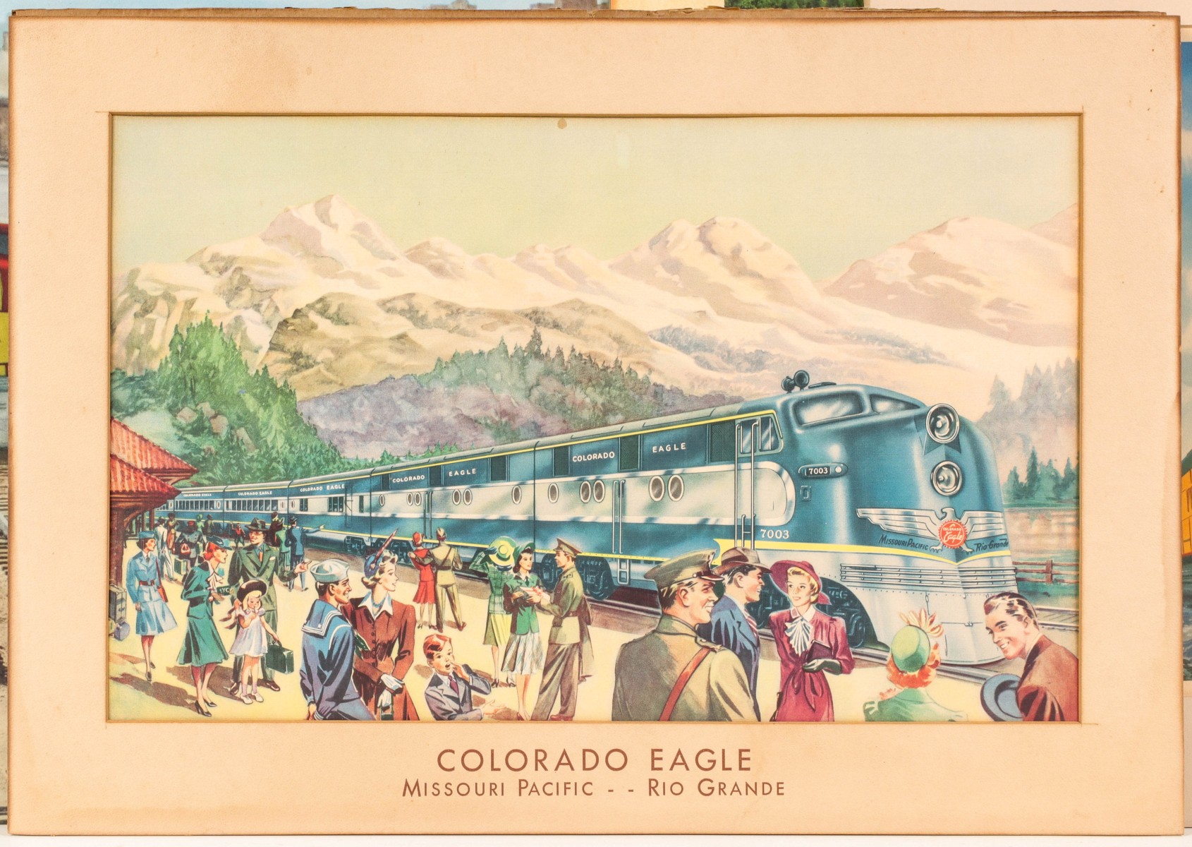 FIVE 1940-1960 STREAMLINER LOCOMOTIVE PRINTS