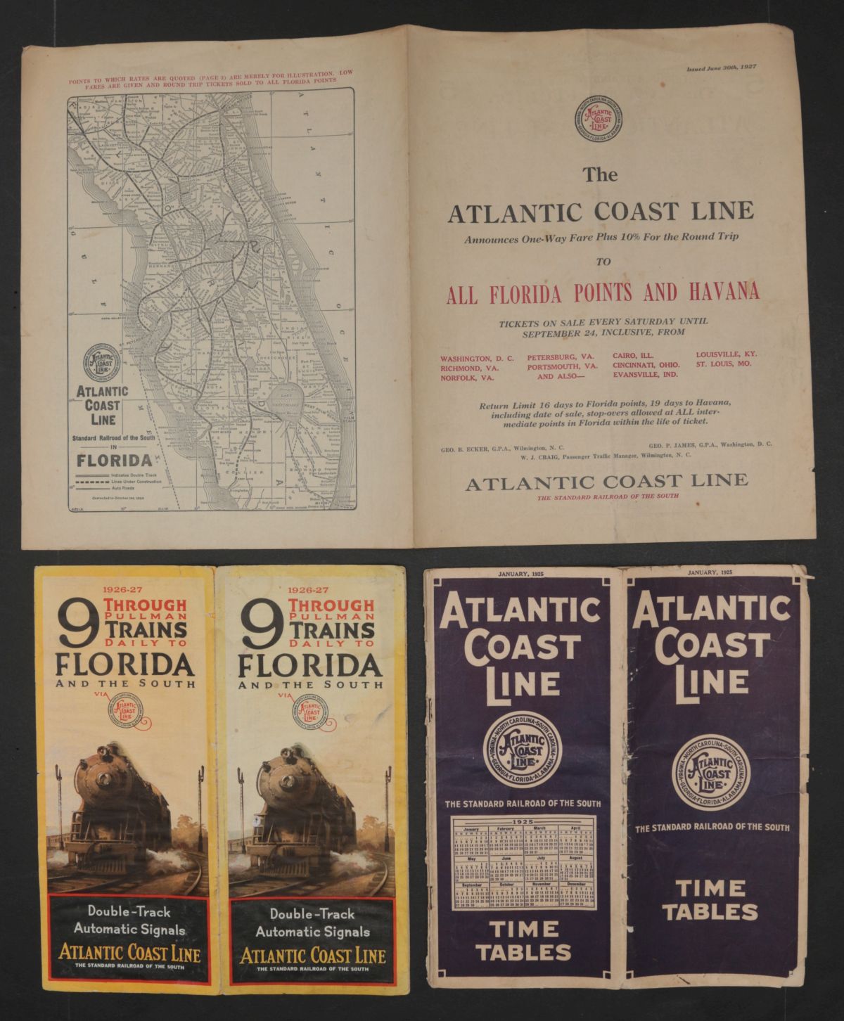 12 PIECES OF ATLANTIC COAST LINE RR EPHEMERA