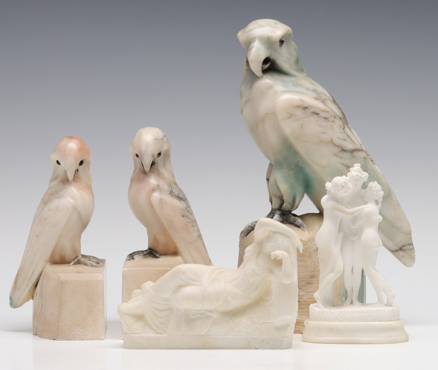 ANTIQUE AND VINTAGE CARVED MARBLE AND ALABASTER