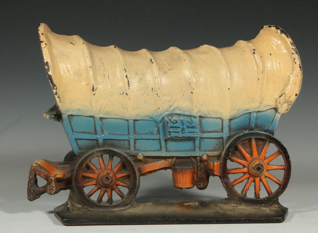 CAST IRON CONESTOGA WAGON DOOR STOP CIRCA 1930