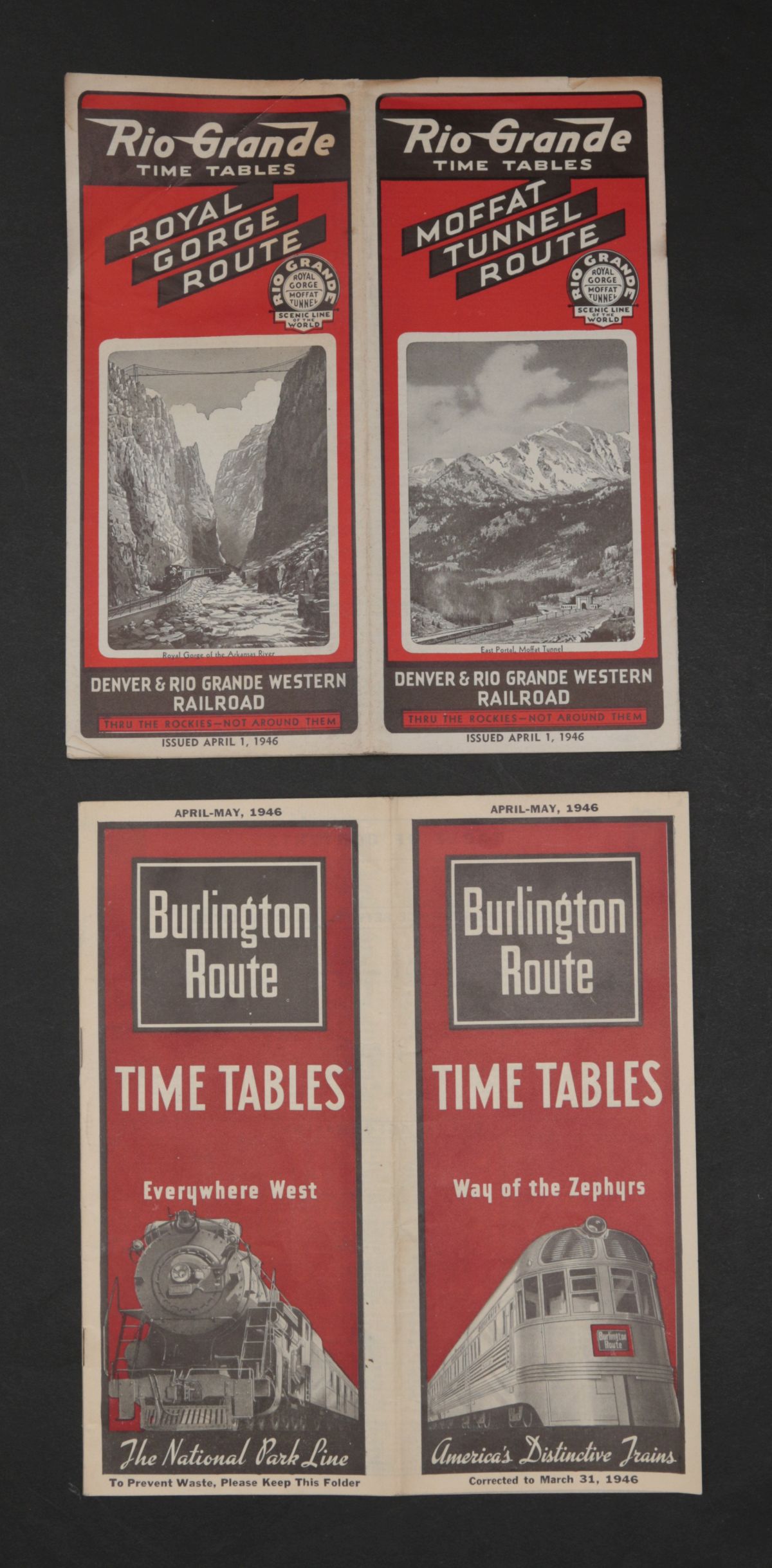 WESTERN RAILROAD TRAVEL EPHEMERA AND MENUS