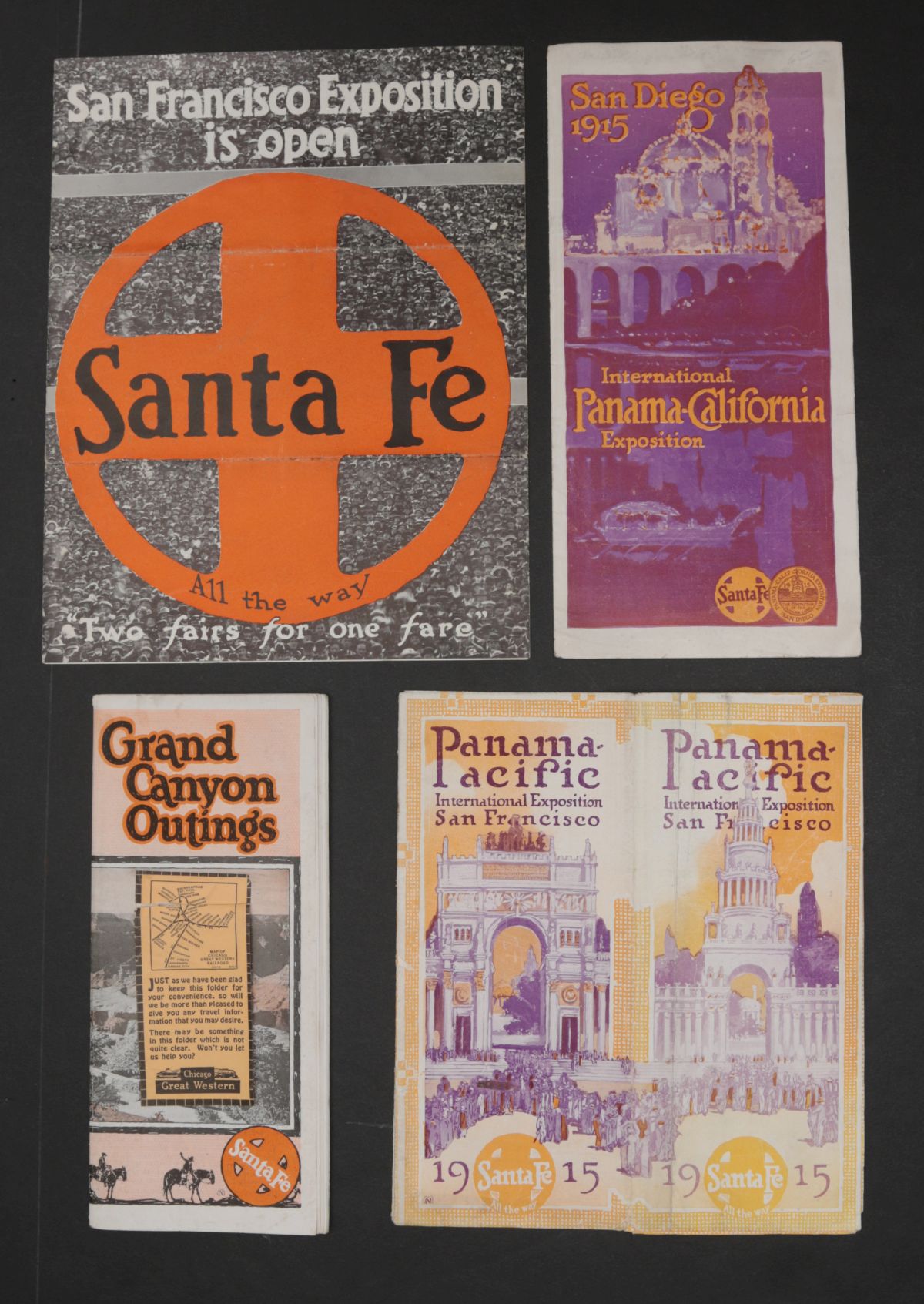 8 PIECES SANTA FE RAILROAD EPHEMERA BACK TO 1908