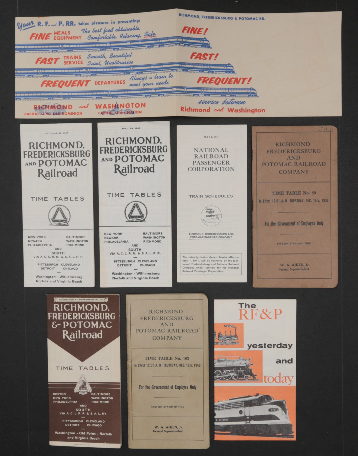 15 PCS RICHMOND FREDERICKSBURG & POTOMAC RR EPHEMERA