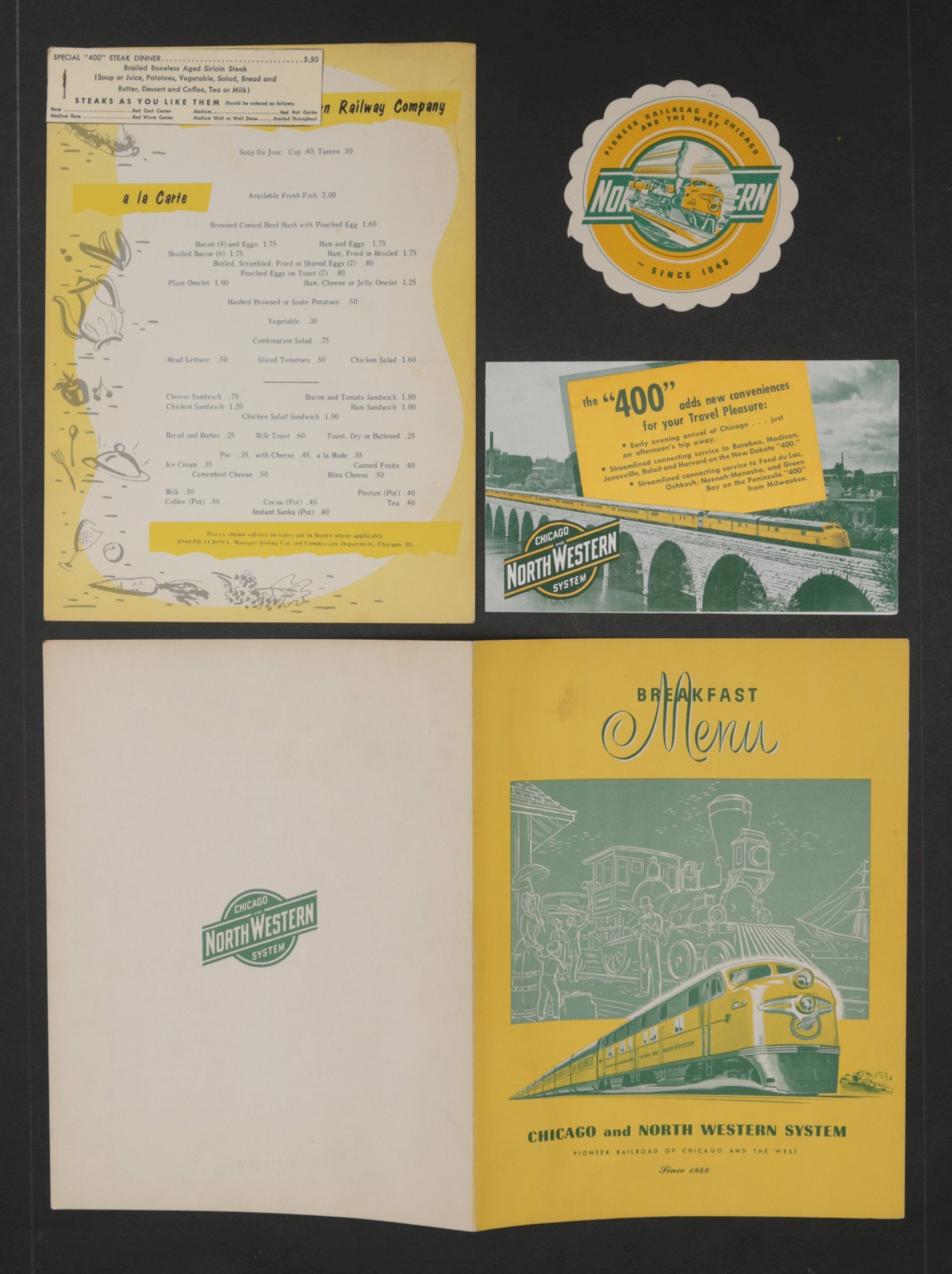 15 CHICAGO NORTHWESTERN RAILROAD MENUS